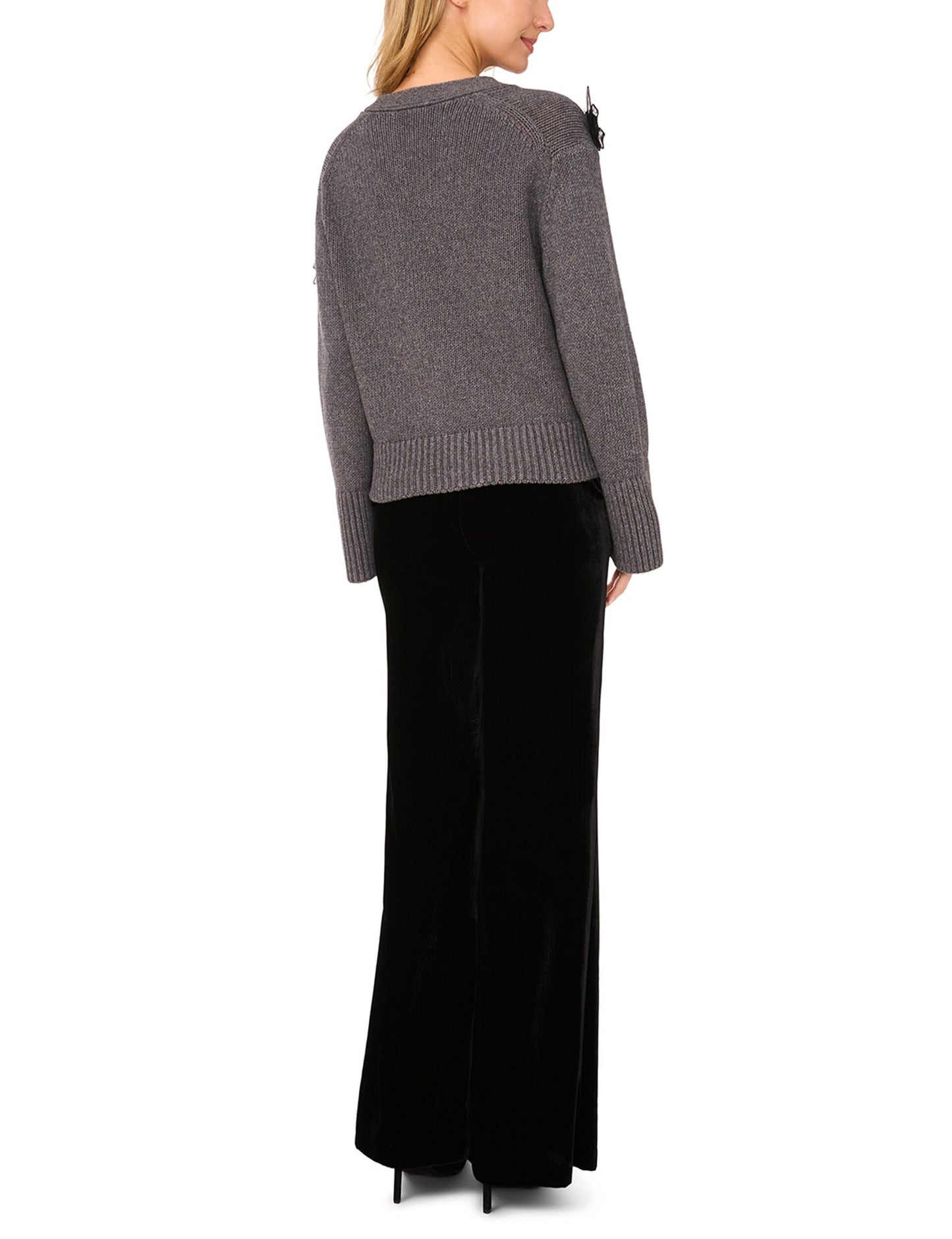 Ted Baker LACHLAN - V-Neck Cardigan with Mesh 3D Rose GREY