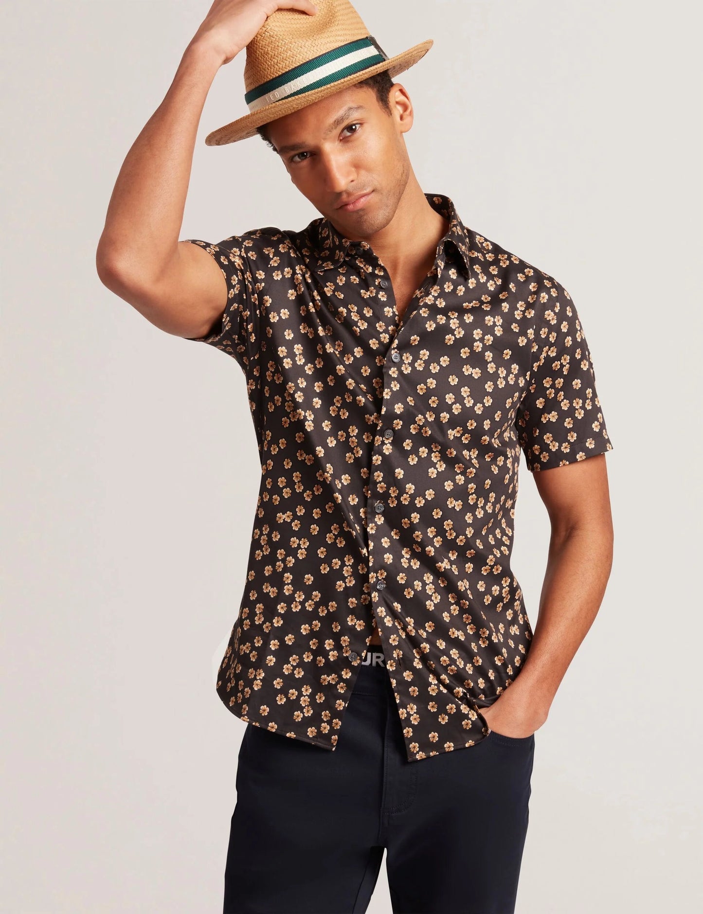 Ted Baker ADRIENS - Straw Panama Webbing Detail Hat NATURAL