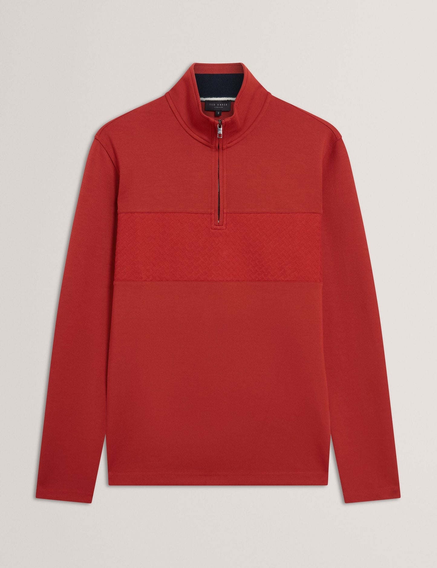 Ted Baker SIMONEA - Textured Panel Half-Zip Modal Sweatshirt DARK ORANGE