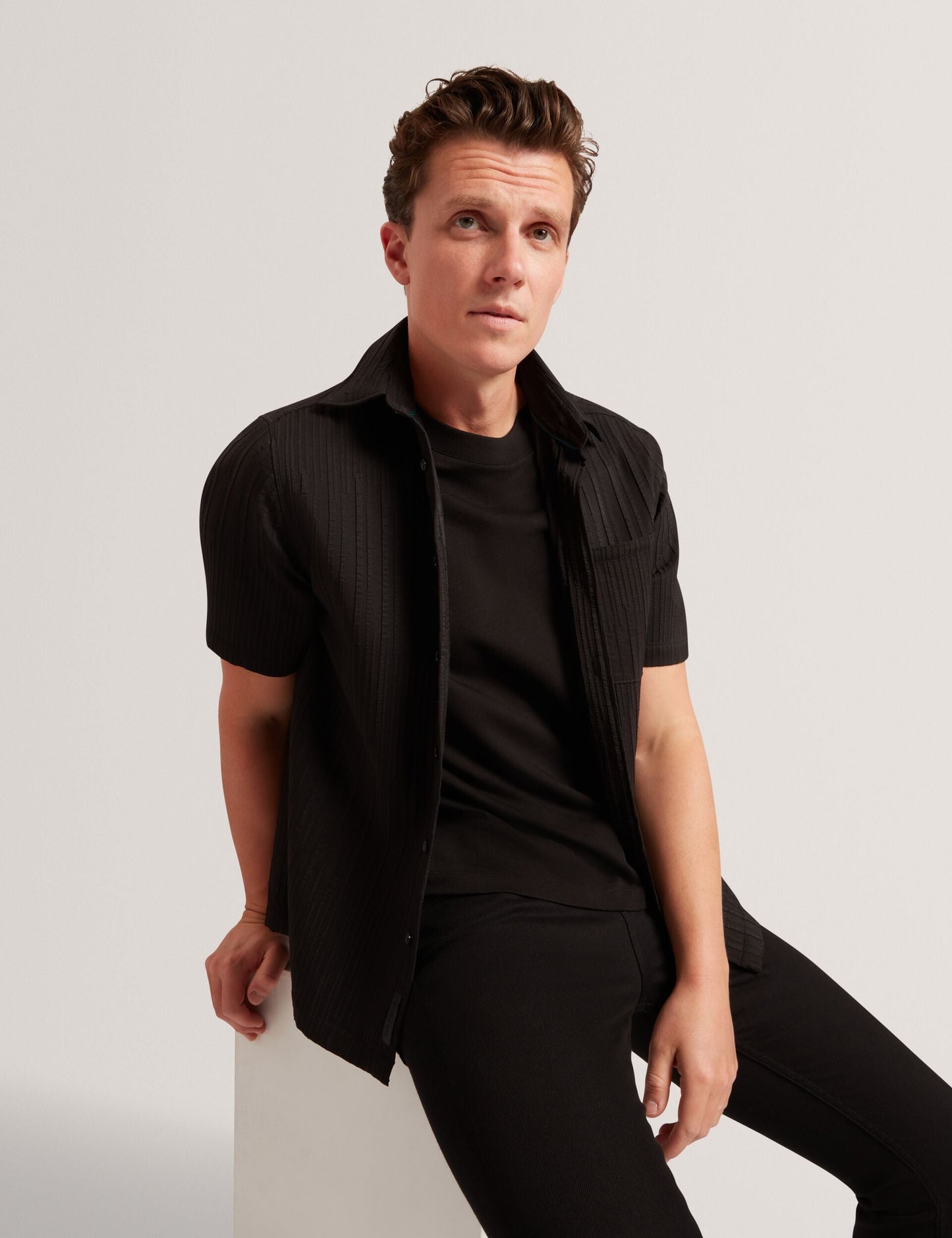 Ted Baker LUCKA - TB Branded Heavy Weight T-Shirt BLACK