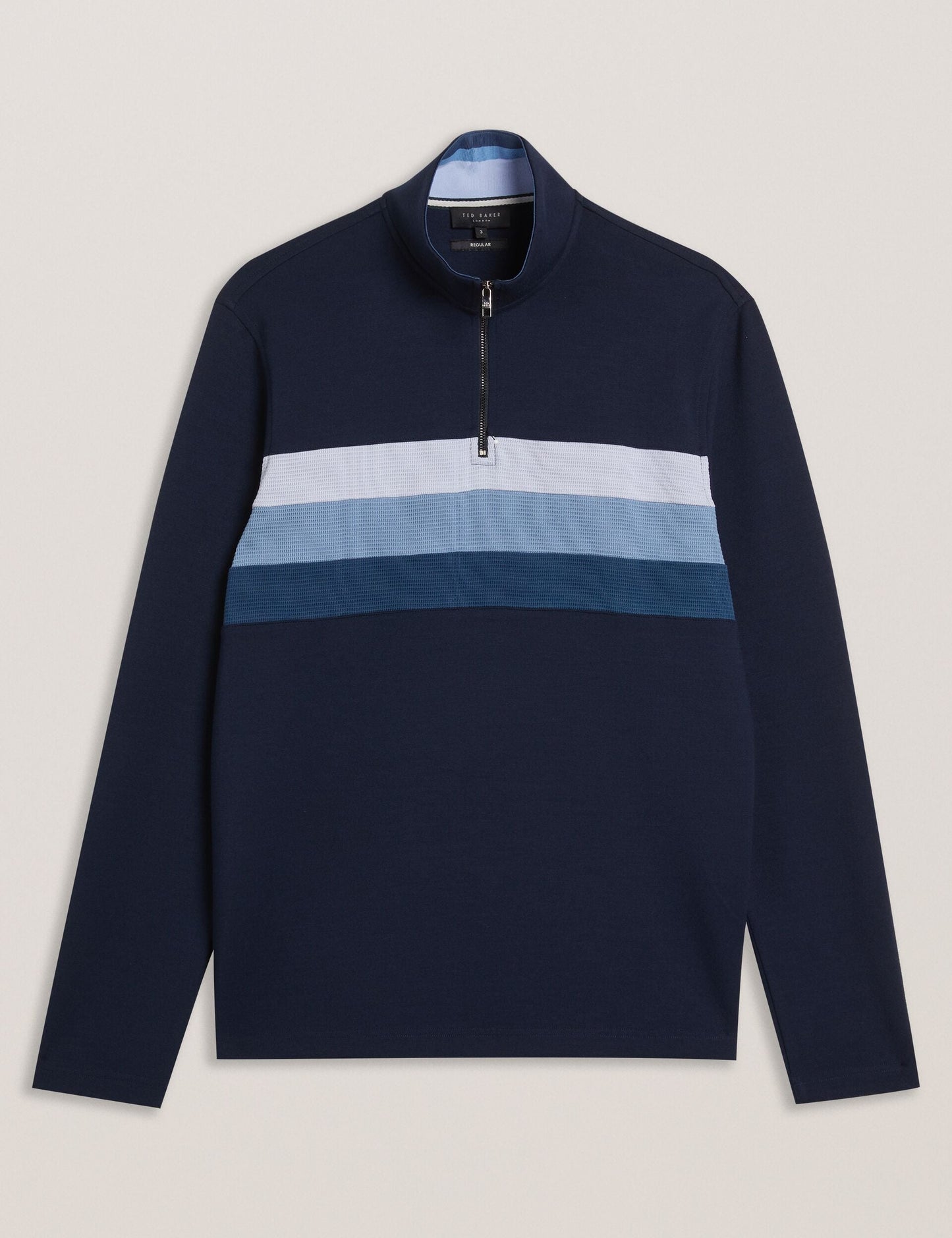 Ted Baker LONGMAN - Ombre Stripe Half-Zip Sweatshirt NAVY