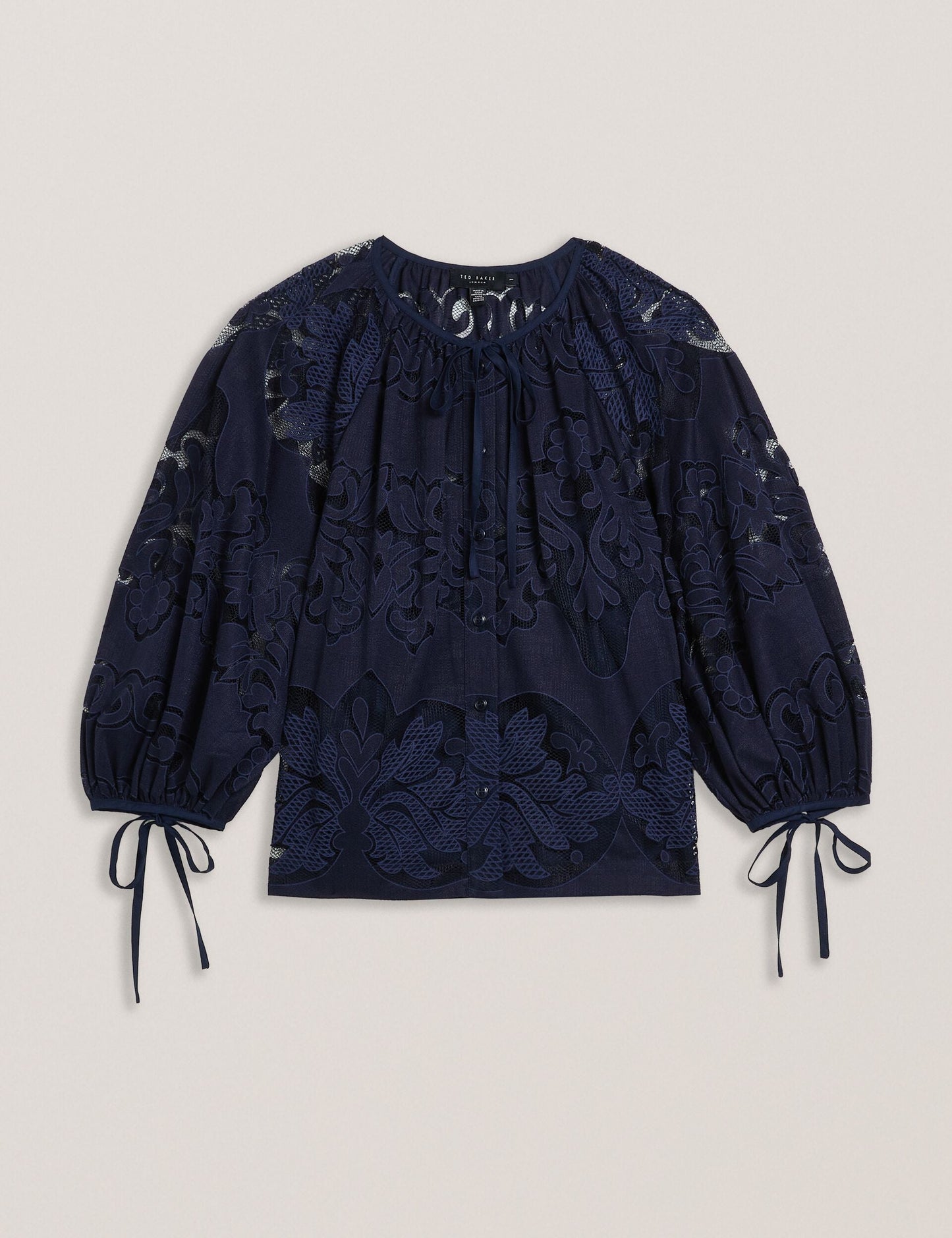 Ted Baker BACINA - Lace 3/4 Balloon Sleeve Blouse DARK BLUE