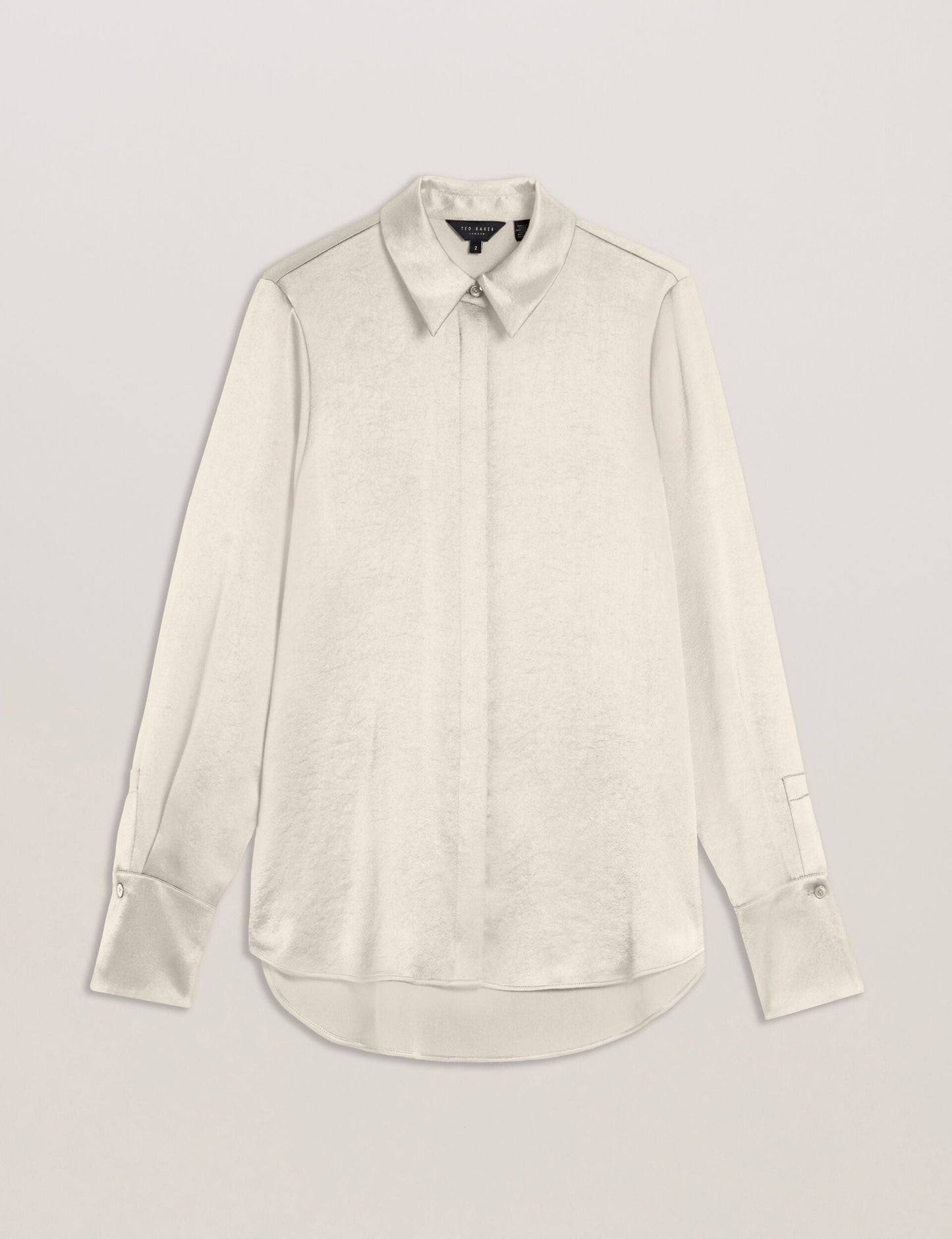 Ted Baker SONORA - Satin Longline Covered Placket Blouse IVORY