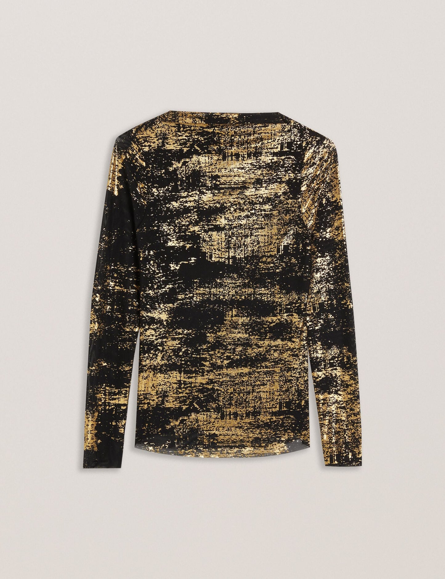 Ted Baker KARENHA - Foil Printed Slash Neck Mesh Top BLACK