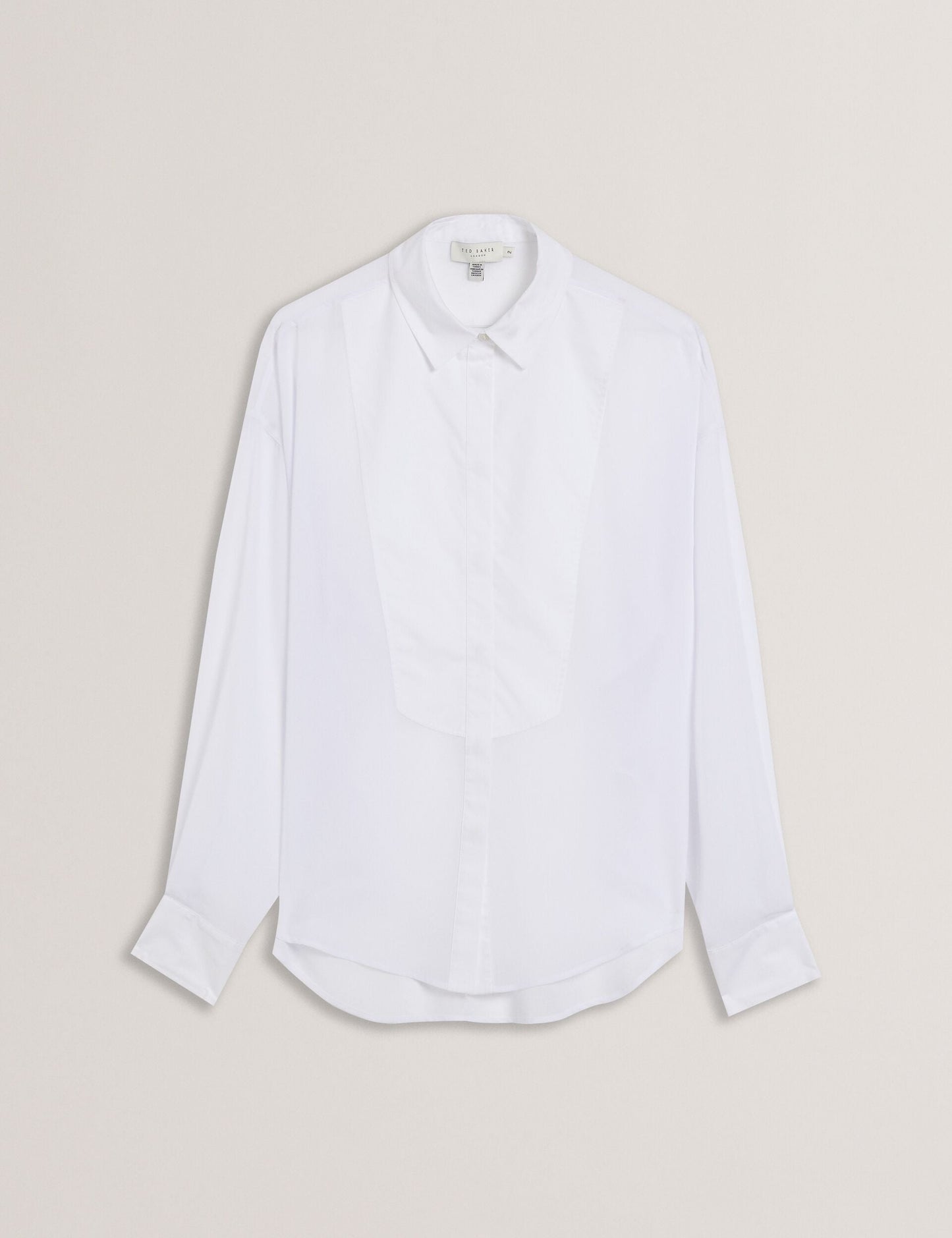Ted Baker LECHOSA - Bib Front Sheer Long Sleeve Blouse WHITE