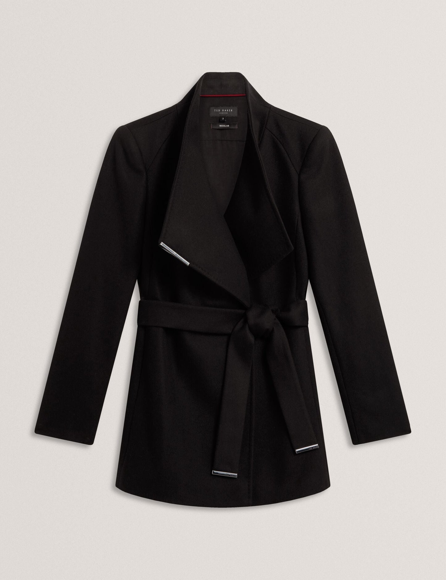 Ted Baker ROSESS Short Belted Wool Wrap Coat BLACK