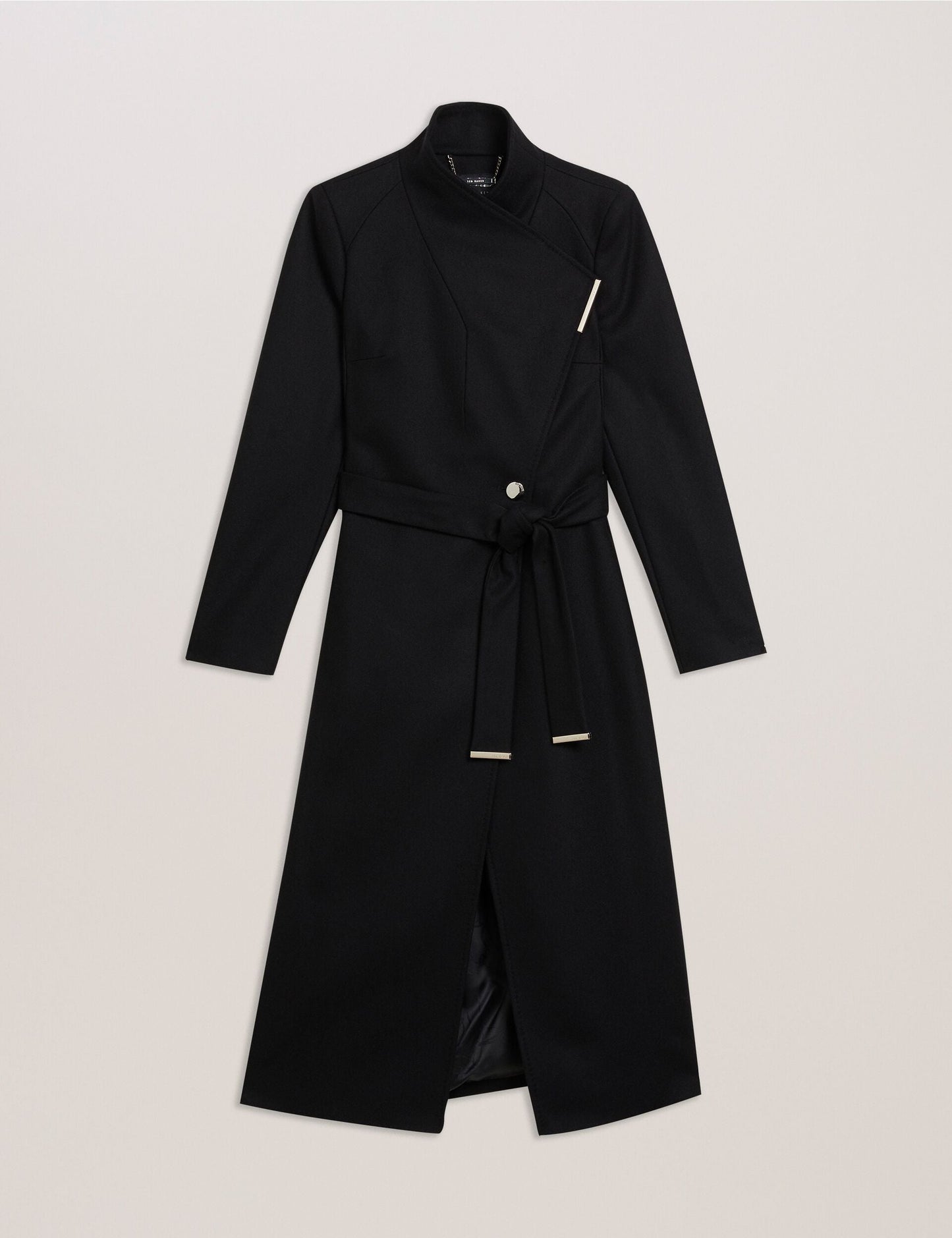 Ted Baker ROSELL Longline Belted Wool Wrap Coat BLACK