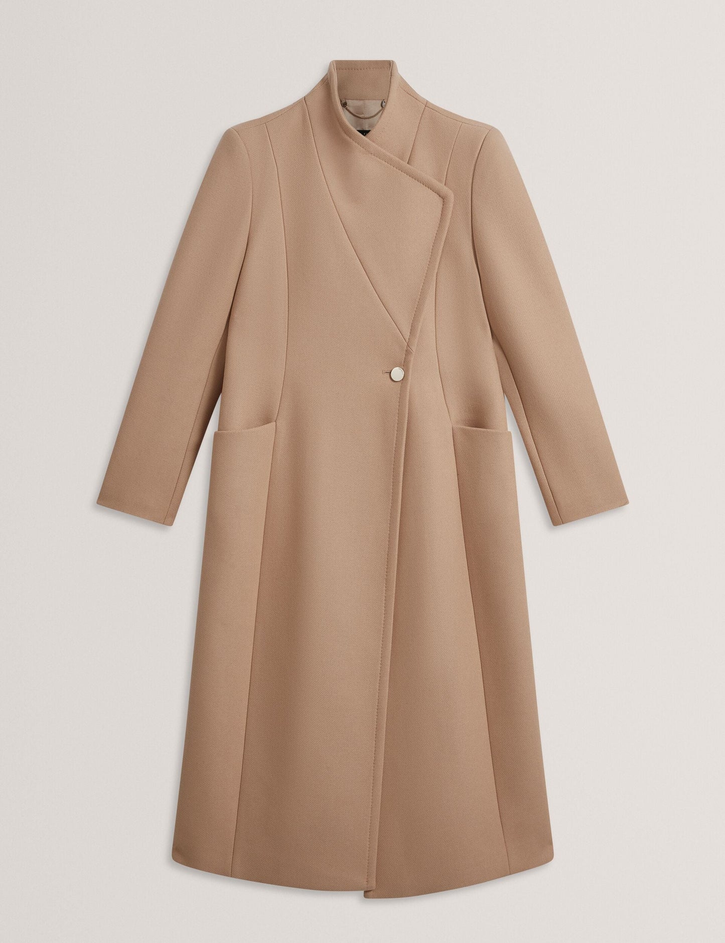 Ted Baker MINDEE Wool Rich Hourglass Longline Wrap Coat CAMEL
