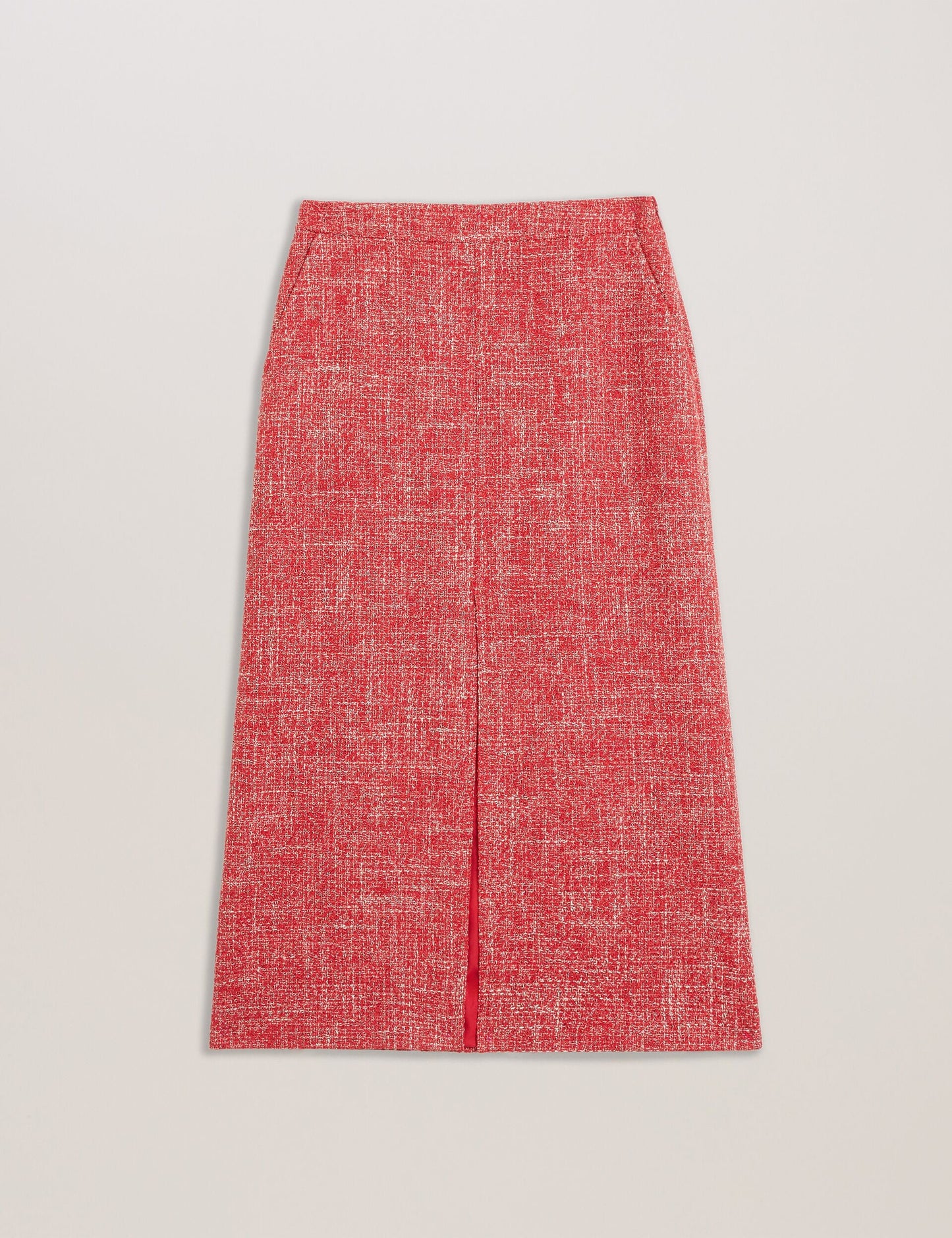 Ted Baker SUMIS - Tailored Boucle Midi Skirt With Front Slit RED