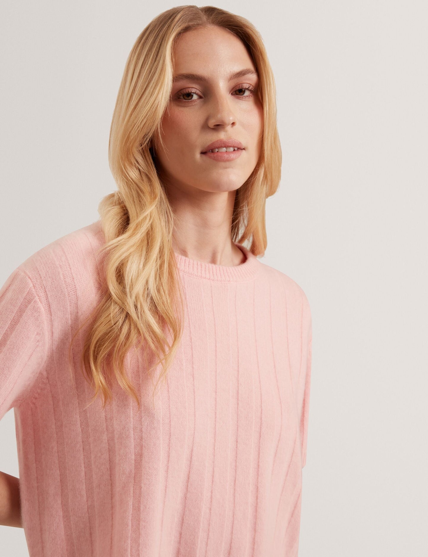 Ted Baker SHERRY - Cashmere Rib Pull Over Sweater PINK