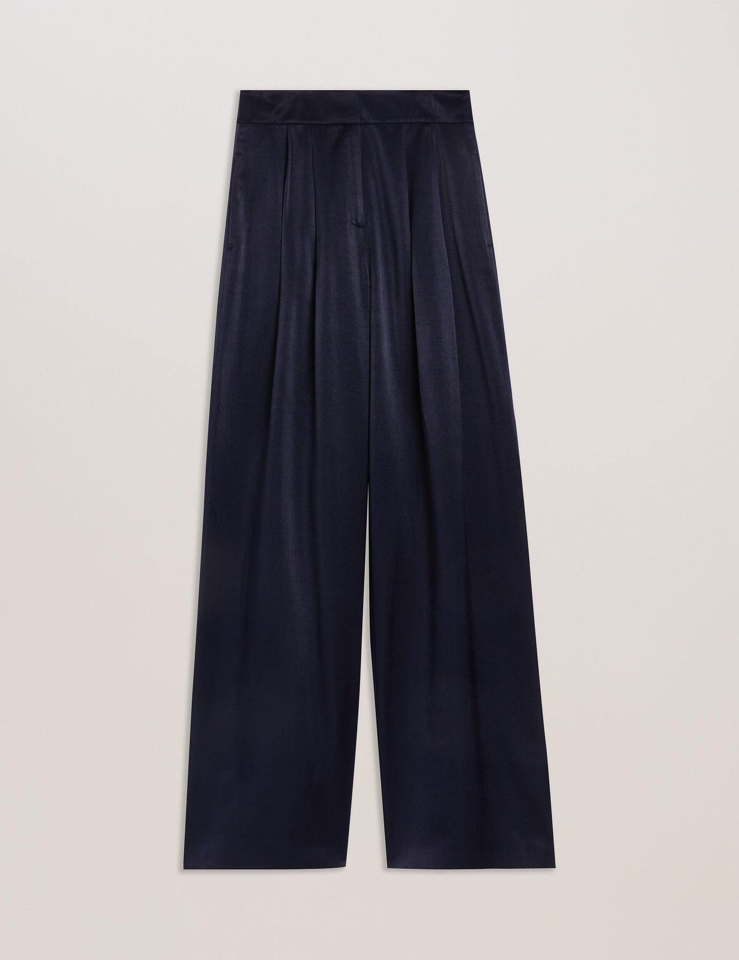 Ted Baker TEERUT - Satin Tailored Wide Flood Length Trousers NAVY