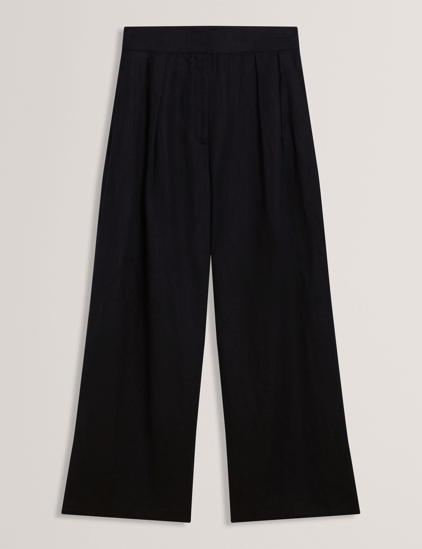 Ted Baker KYFAAT - Pure Linen Tailored Wide Leg Trousers BLACK