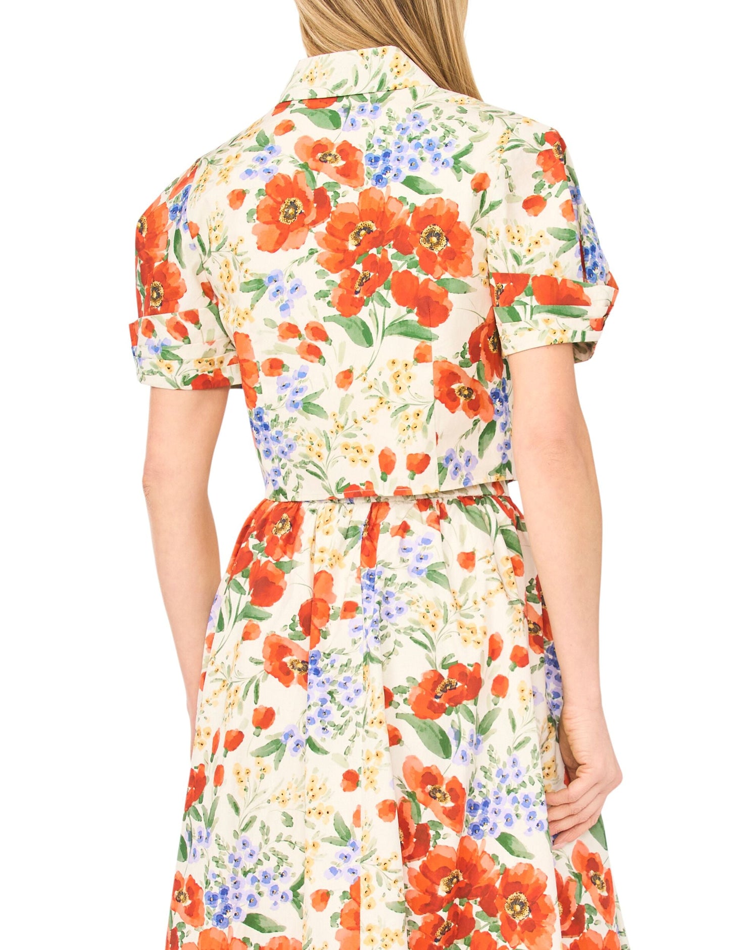 Ted Baker ISADORA Floral Twist Sleeve Cropped Shirt ECRU