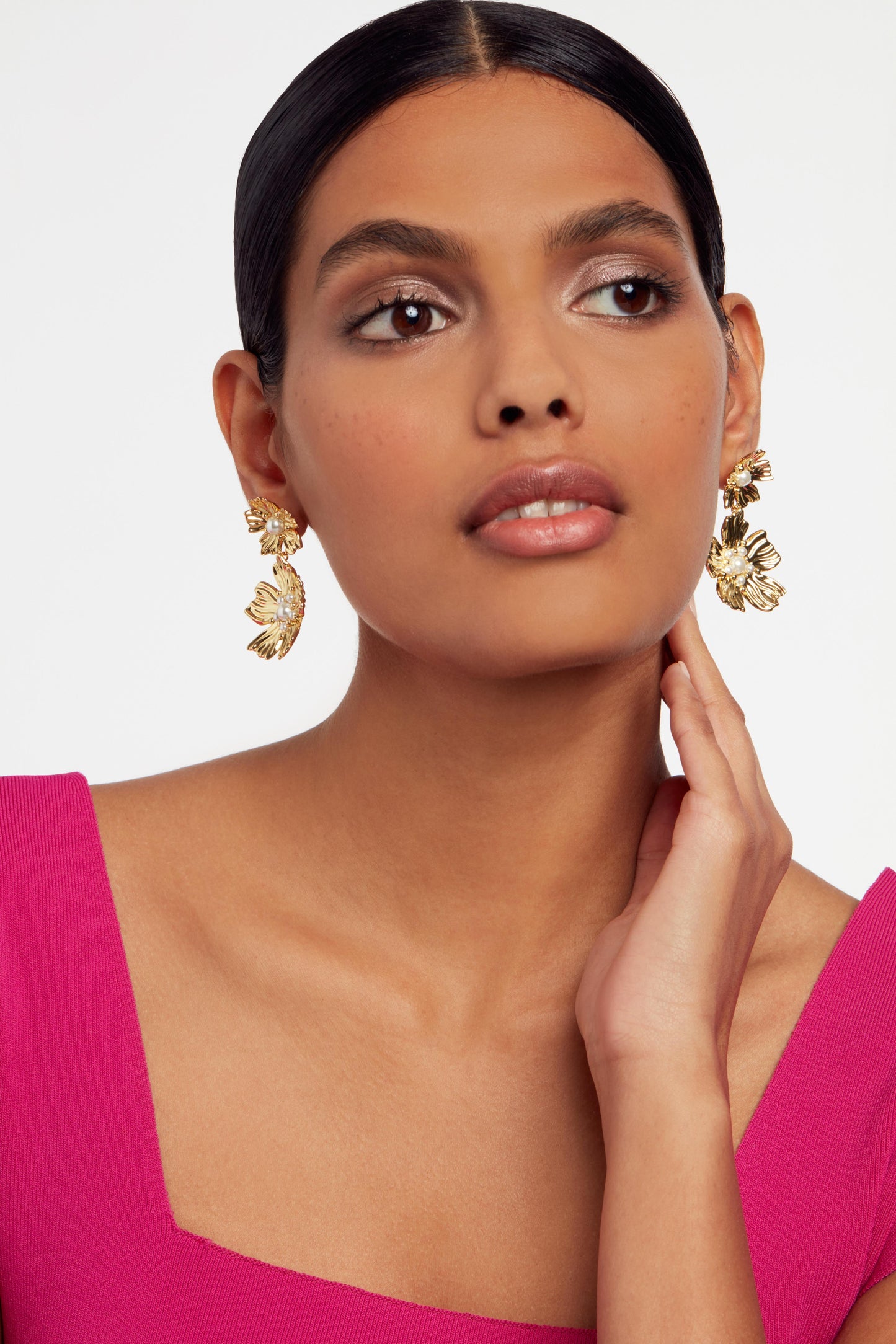 Ted Baker Petaria - Flower Statement Drop Earrings GOLD