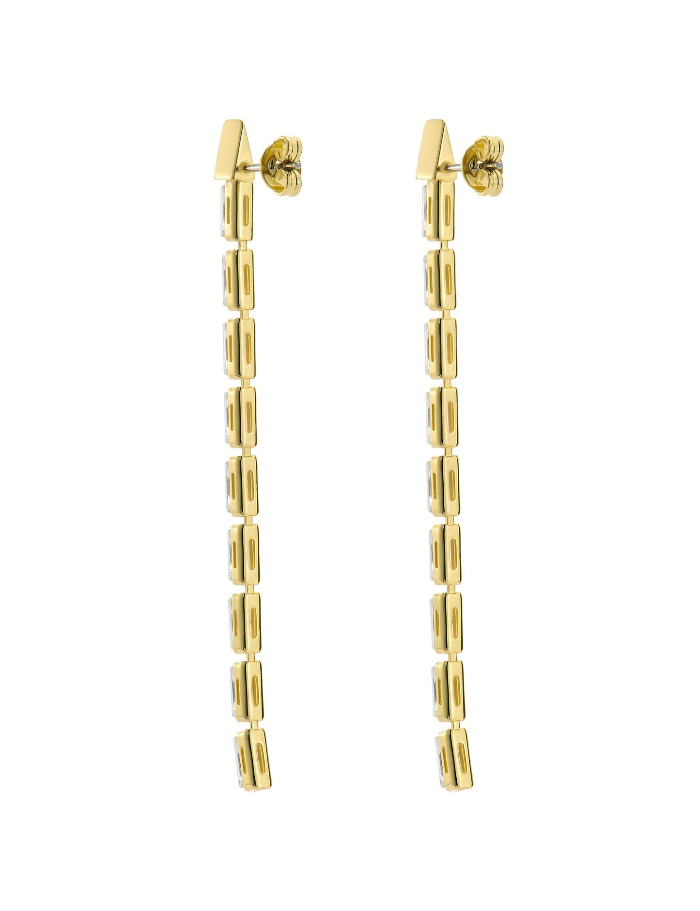 Ted Baker ISALIE - Baguette Crystal Long Drop Earrings GOLD