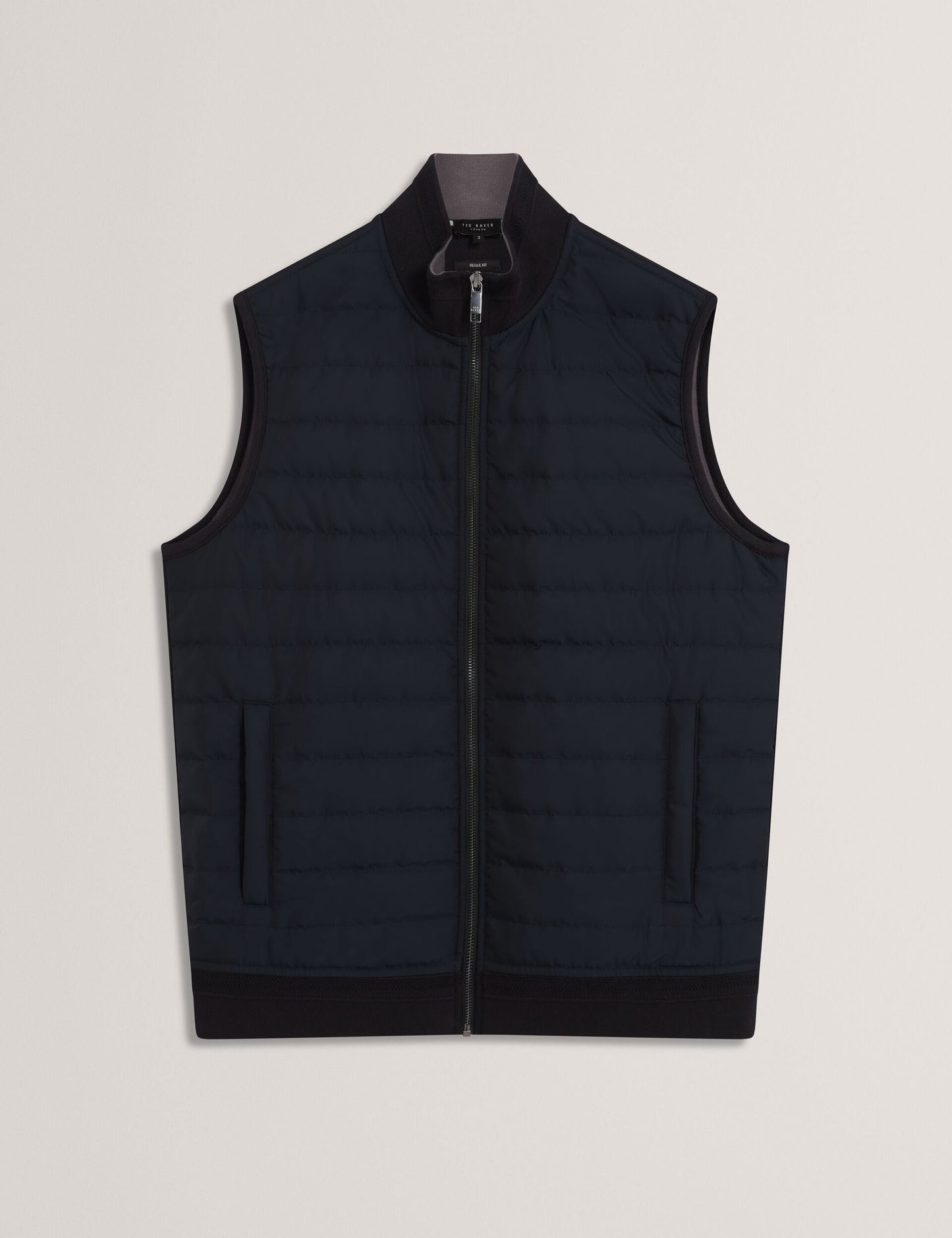 Ted Baker PAFAVOR Quilted Front Funnel Neck Zip-Up Gilet NAVY