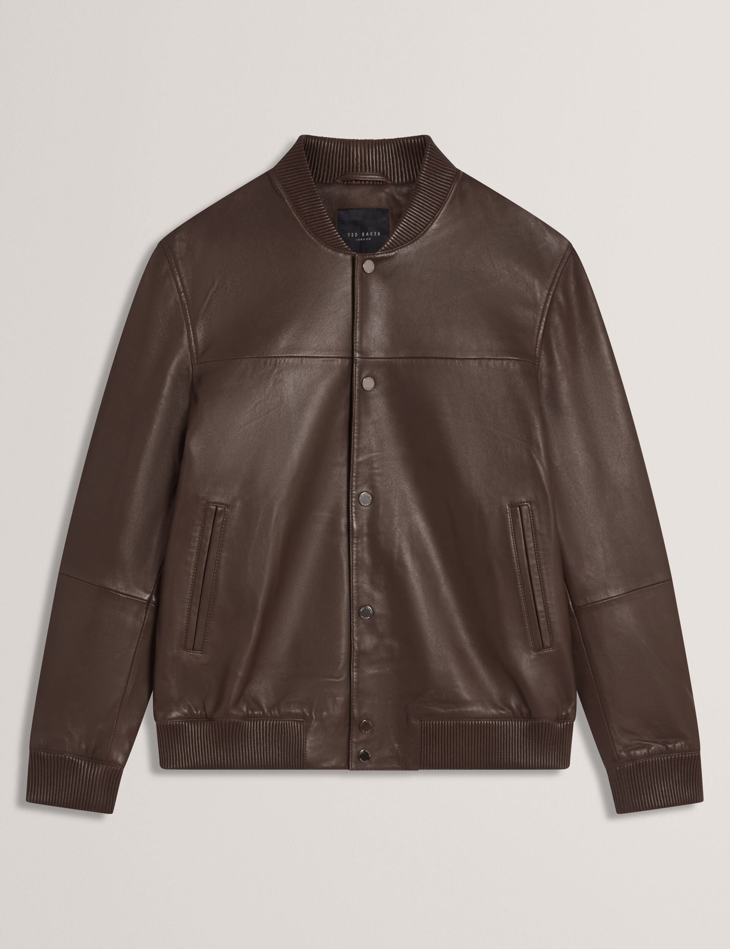 Ted Baker LEEAMS Leather Classic Bomber Jacket DARK BROWN