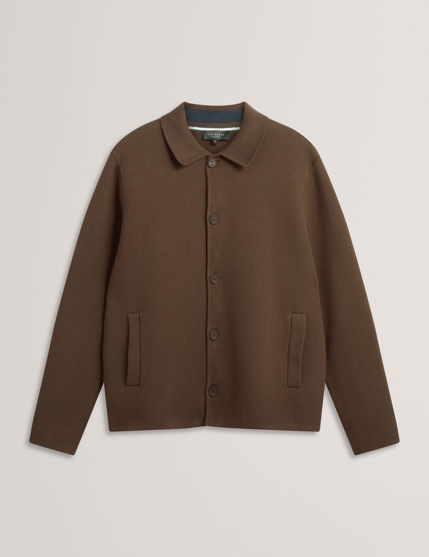 Ted Baker FREDER Knitted Cotton Blend Cardigan Jacket KHAKI