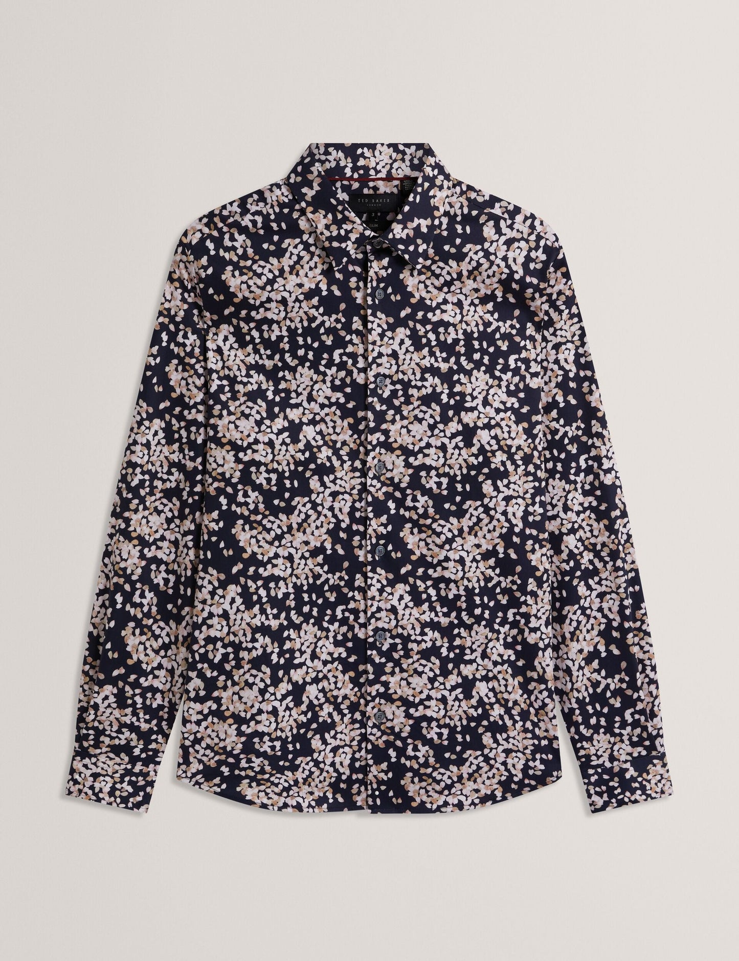 Ted Baker JACIEL Scattered Petal Slim Long Sleeve Shirt NAVY
