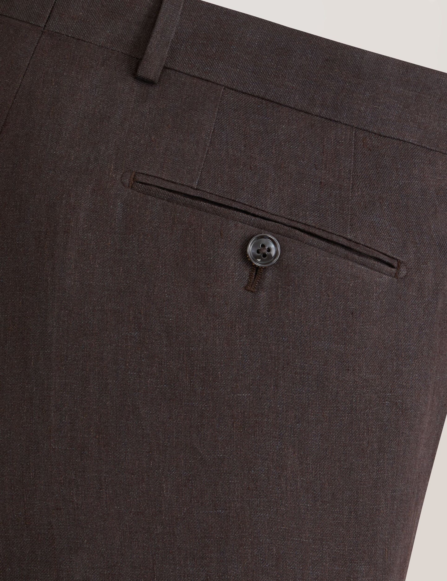 Ted Baker WINTER - Flat Front Linen Suit Pant BROWN