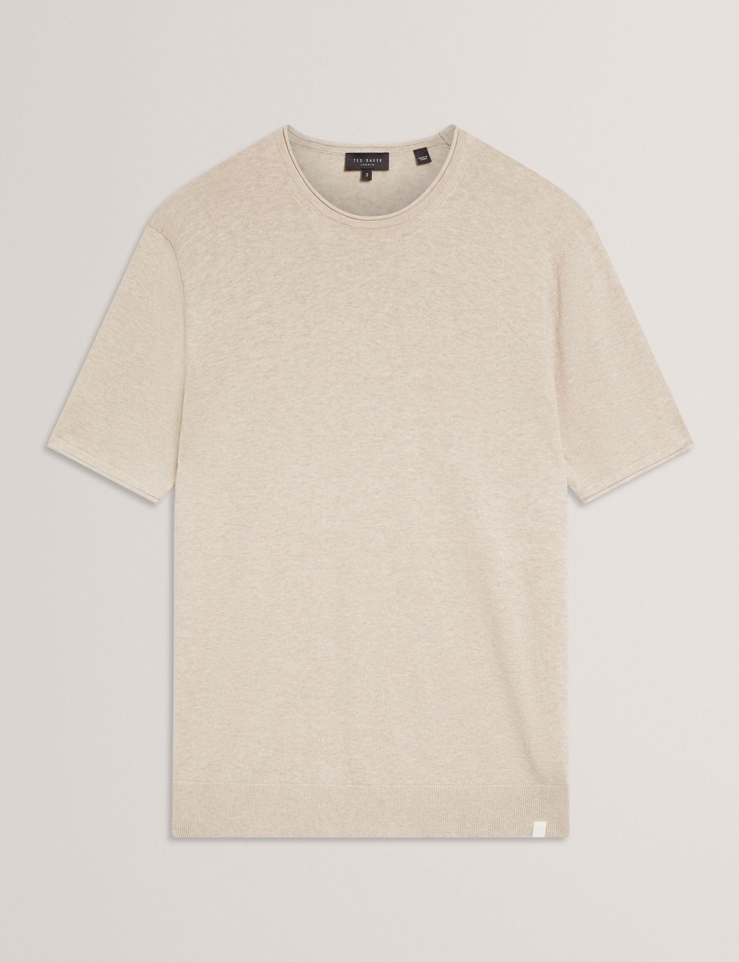 Ted Baker CURRAN Rolled Edge Linen Blend Knit T-Shirt TAUPE