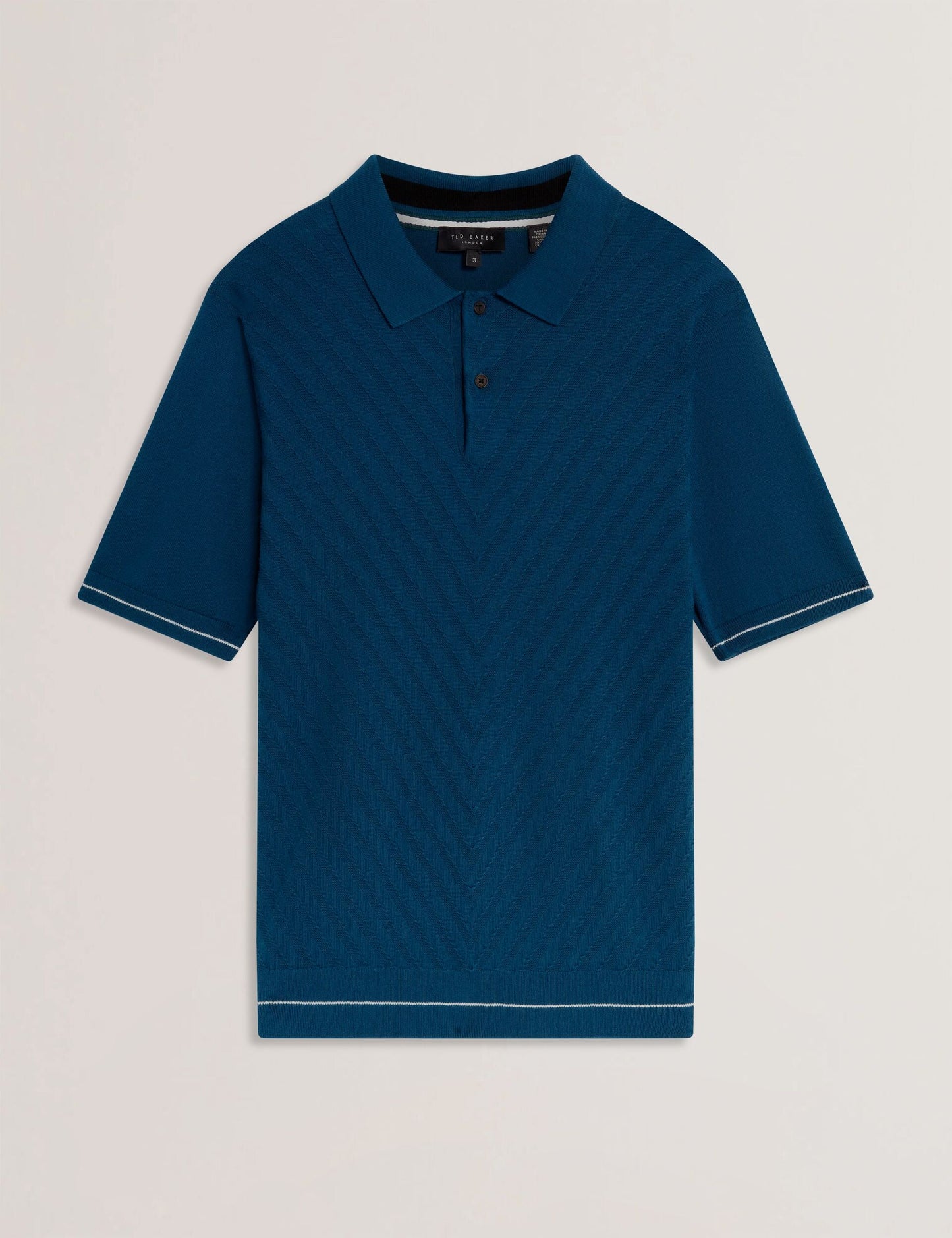 Ted Baker CHAPAL Chevron Texture Knit Short Sleeve Polo DARK BLUE