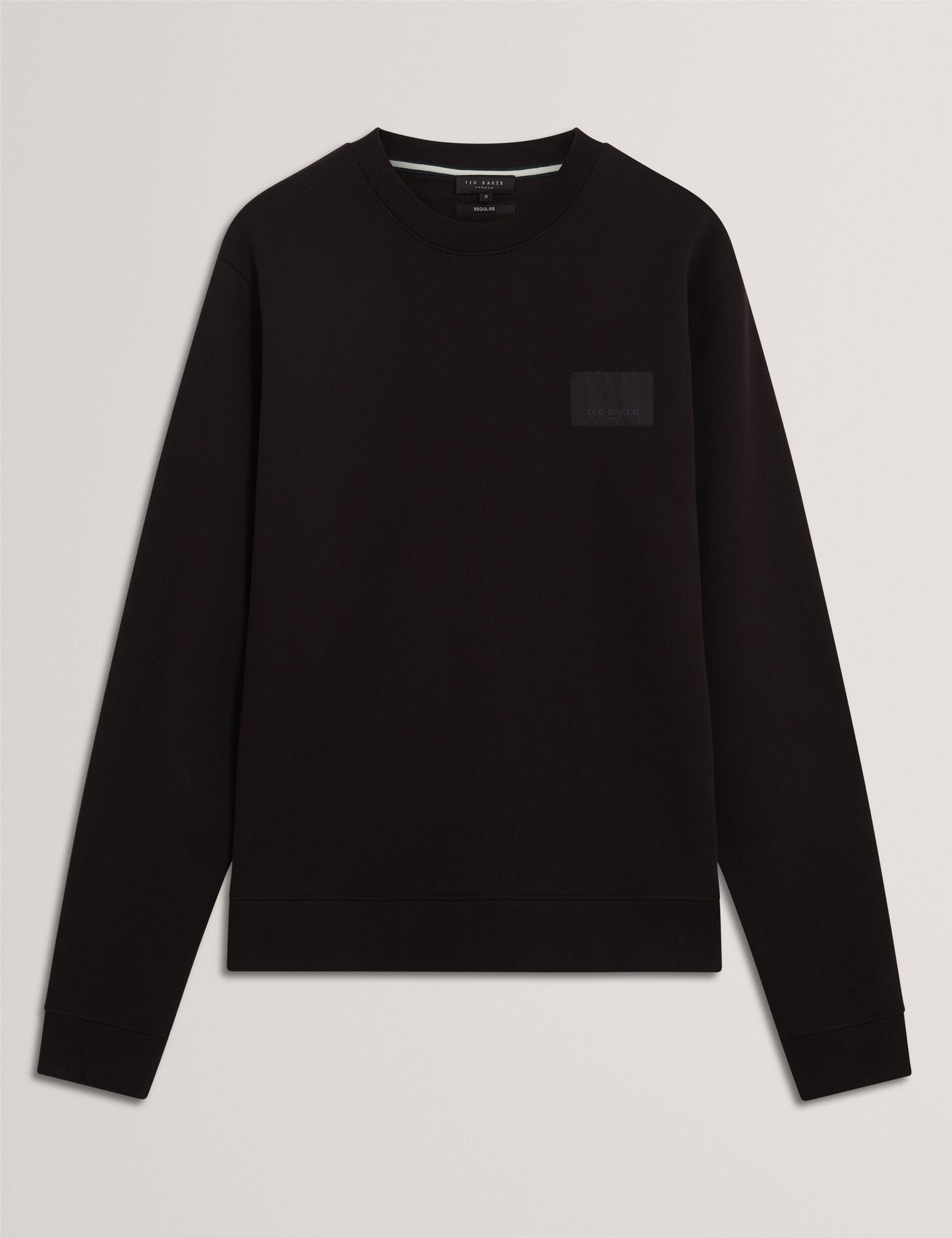 Ted Baker ATBOX Logo Patch Cotton Crew Neck Sweatshirt BLACK