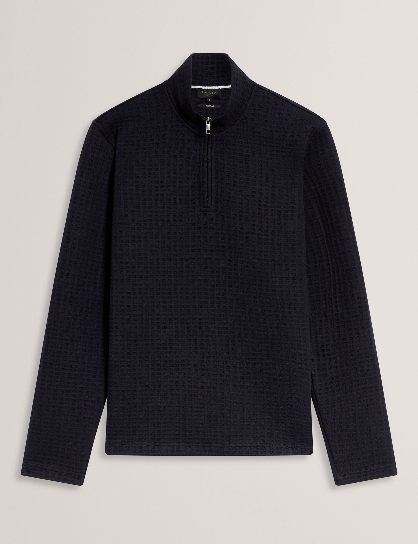 Ted Baker CAINDLE Waffle Knit Quarter Zip Sweatshirt NAVY