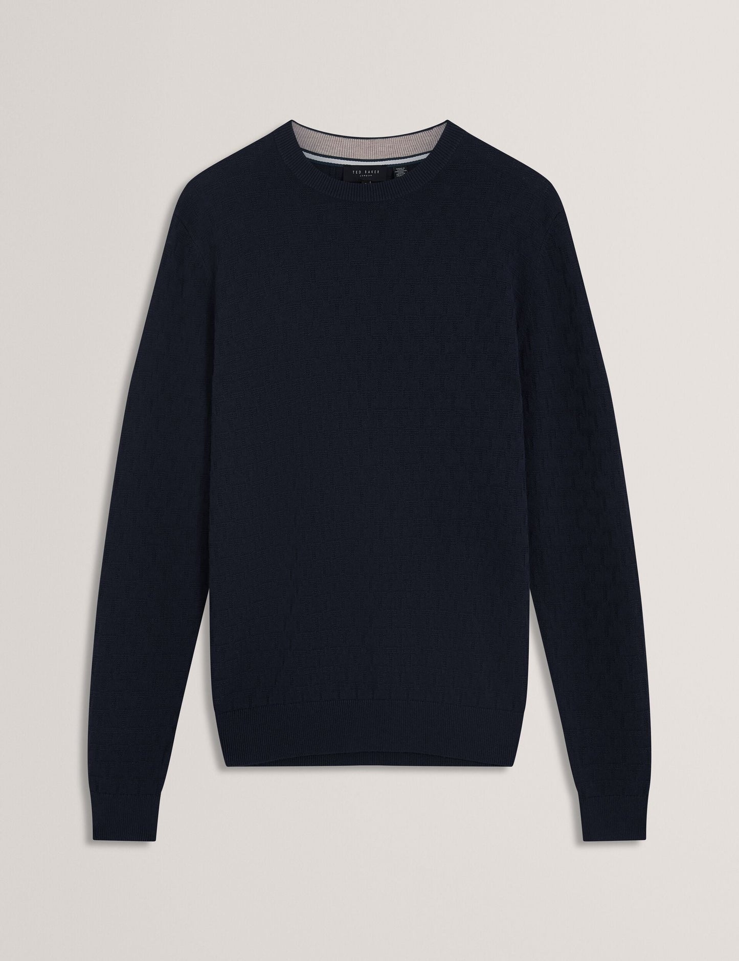Ted Baker SAINSY Branded Texture Crew Neck Jumper NAVY