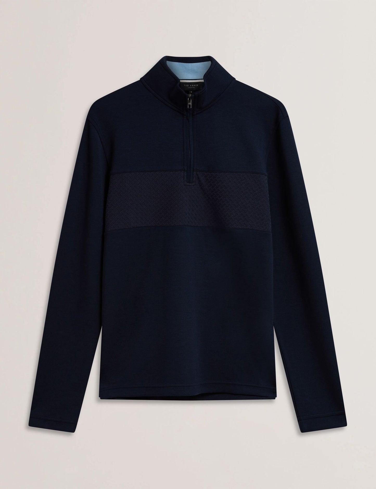 Ted Baker SIMONEAO - Textured Panel Half-Zip Modal Sweatshirt NAVY