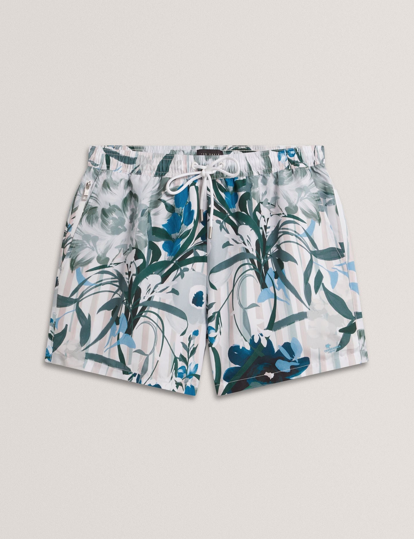 Ted Baker PALMDLE Floral Stripe Elasticated Swim Shorts PINK