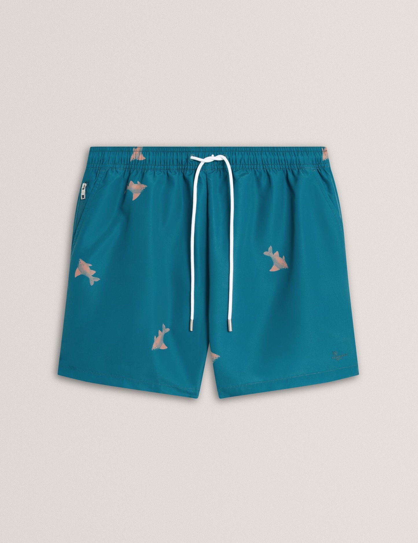 Ted Baker BRENTWD Goldfish Print Drawstring Swim Shorts TEAL BLUE