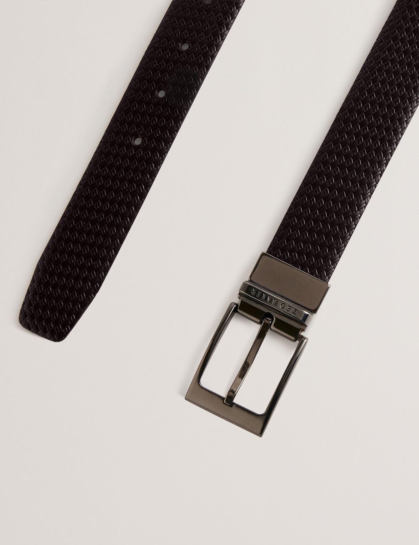 Ted Baker WAIDE - Woven Texture Leather Belt CHOCOLATE