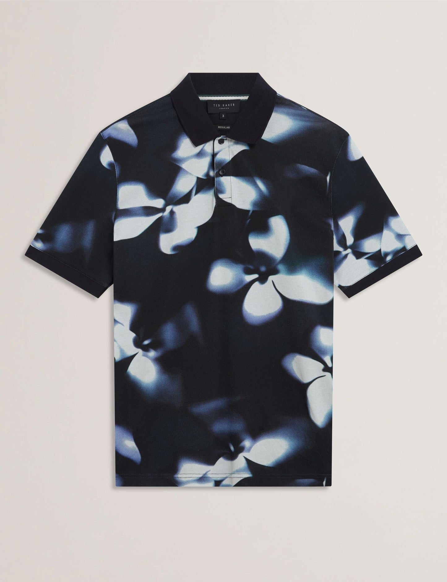 Ted Baker LONGBRI Photographic Floral Print Cotton Polo Shirt NAVY