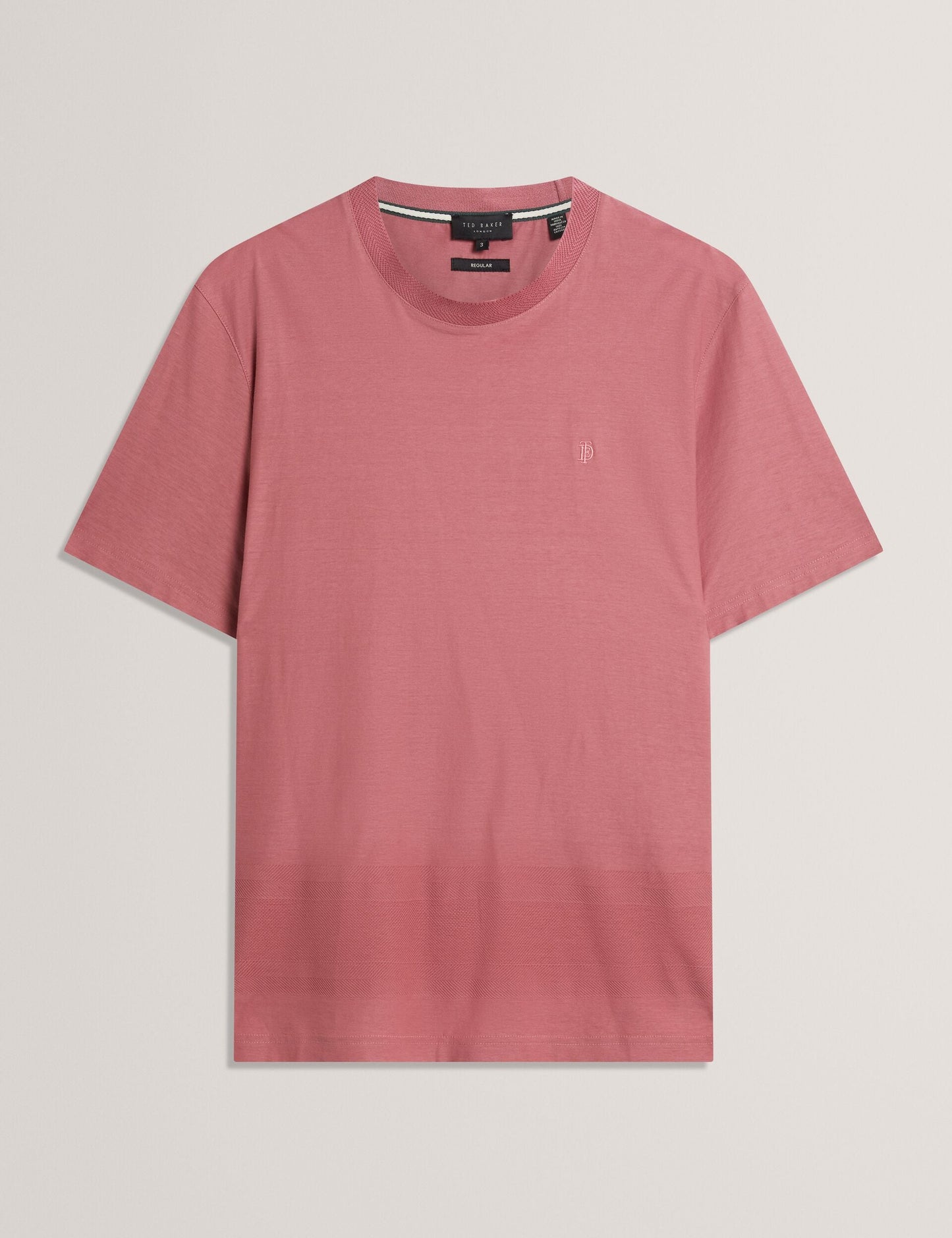 Ted Baker KAELITH Textured Panel Cotton Short Sleeve T-Shirt PINK