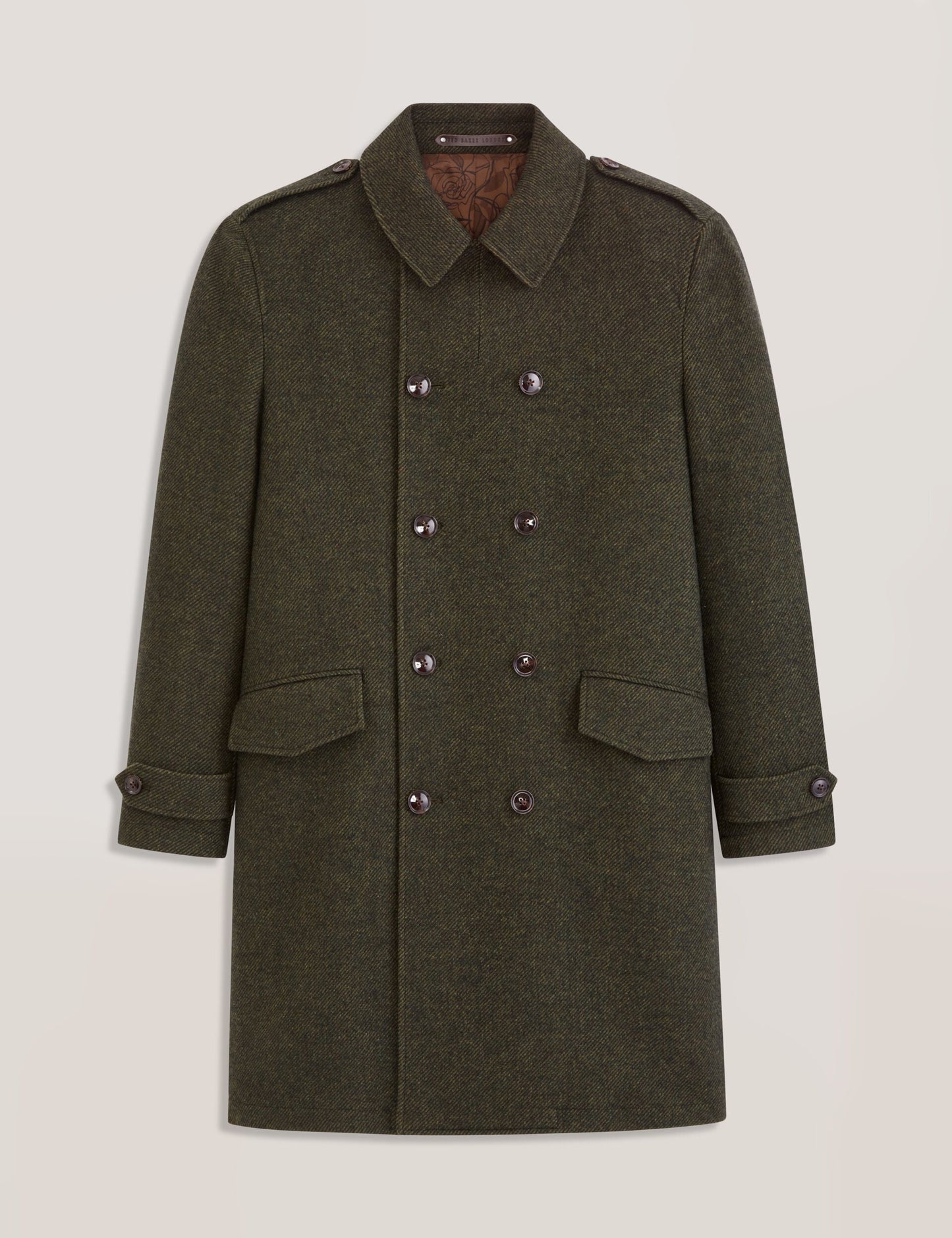 Ted Baker WINDYHILL - Twill Overcoat OLIVE