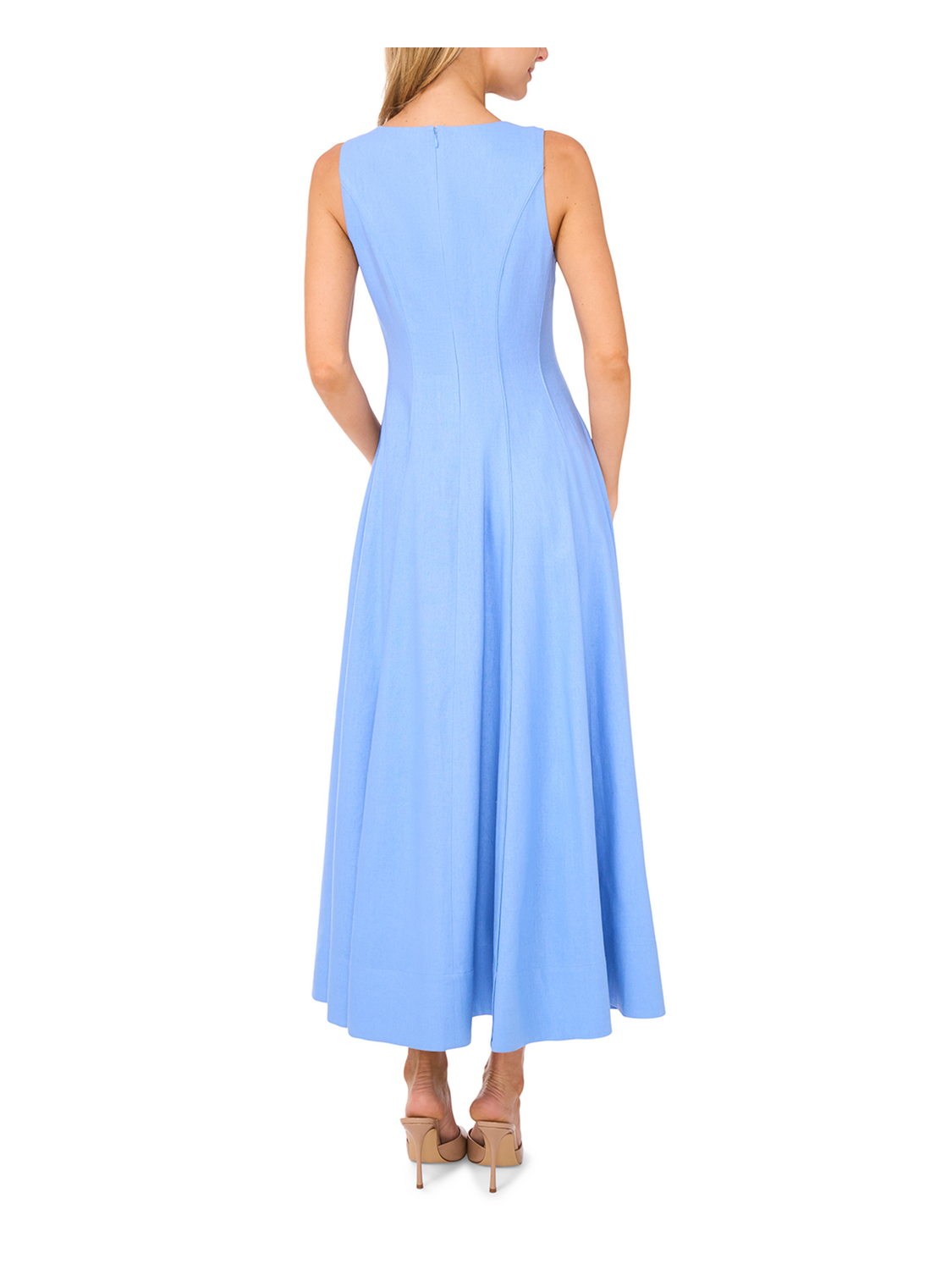 Ted Baker SLEEVELESS V-NECK PLEATED MAXI DRESS - Mid-Blue MID BLUE