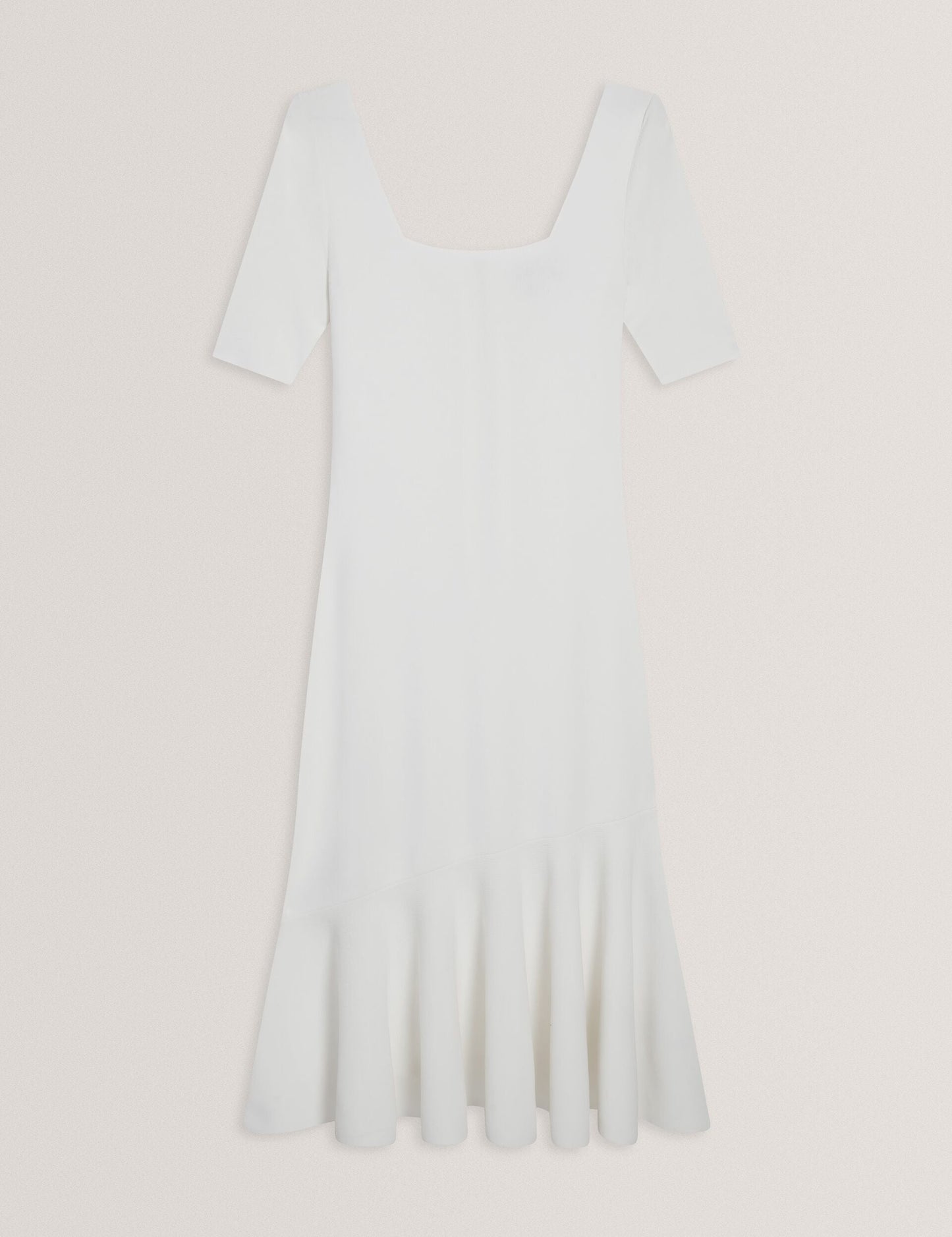 Ted Baker MIYHAA - Flippy Hem Square Neck Knitted Midi Dress IVORY