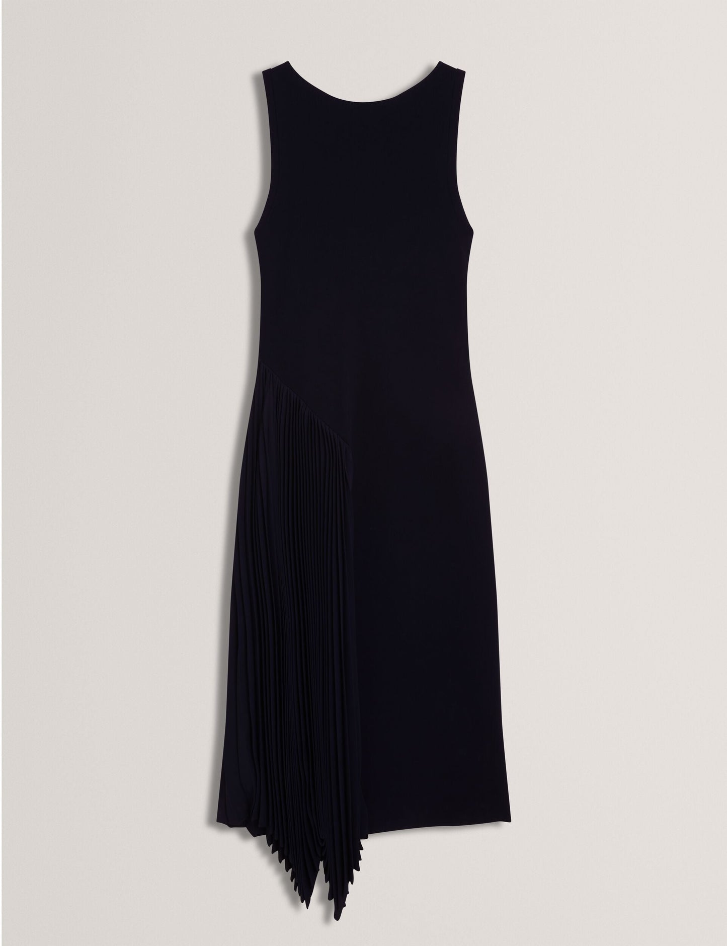 Ted Baker AZZINA - Pleated Panel Sleeveless Knitted Midi Dress NAVY