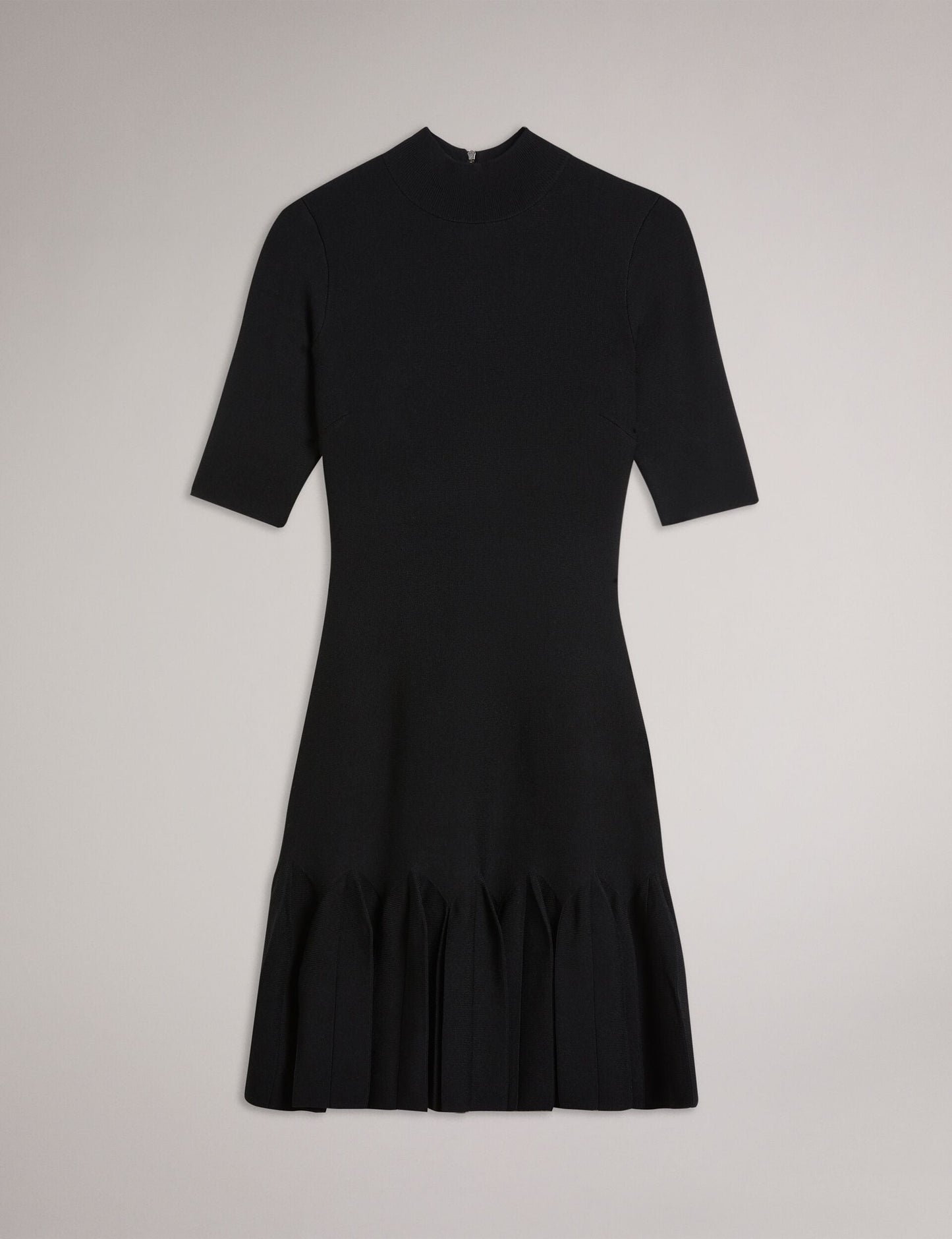 Ted Baker CANDDY - Pleated Hem Bodycon Knit Mini Dress BLACK