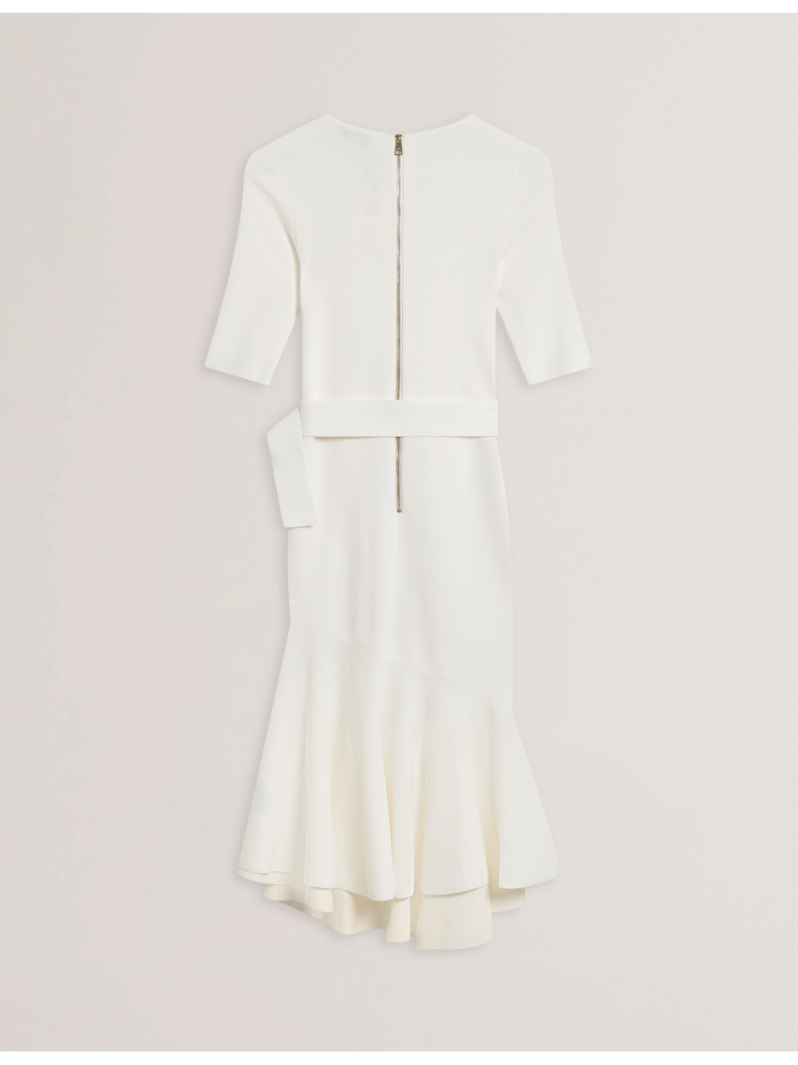 Ted Baker SAMALEE - Flippy Hem Knitted Midi Dress IVORY