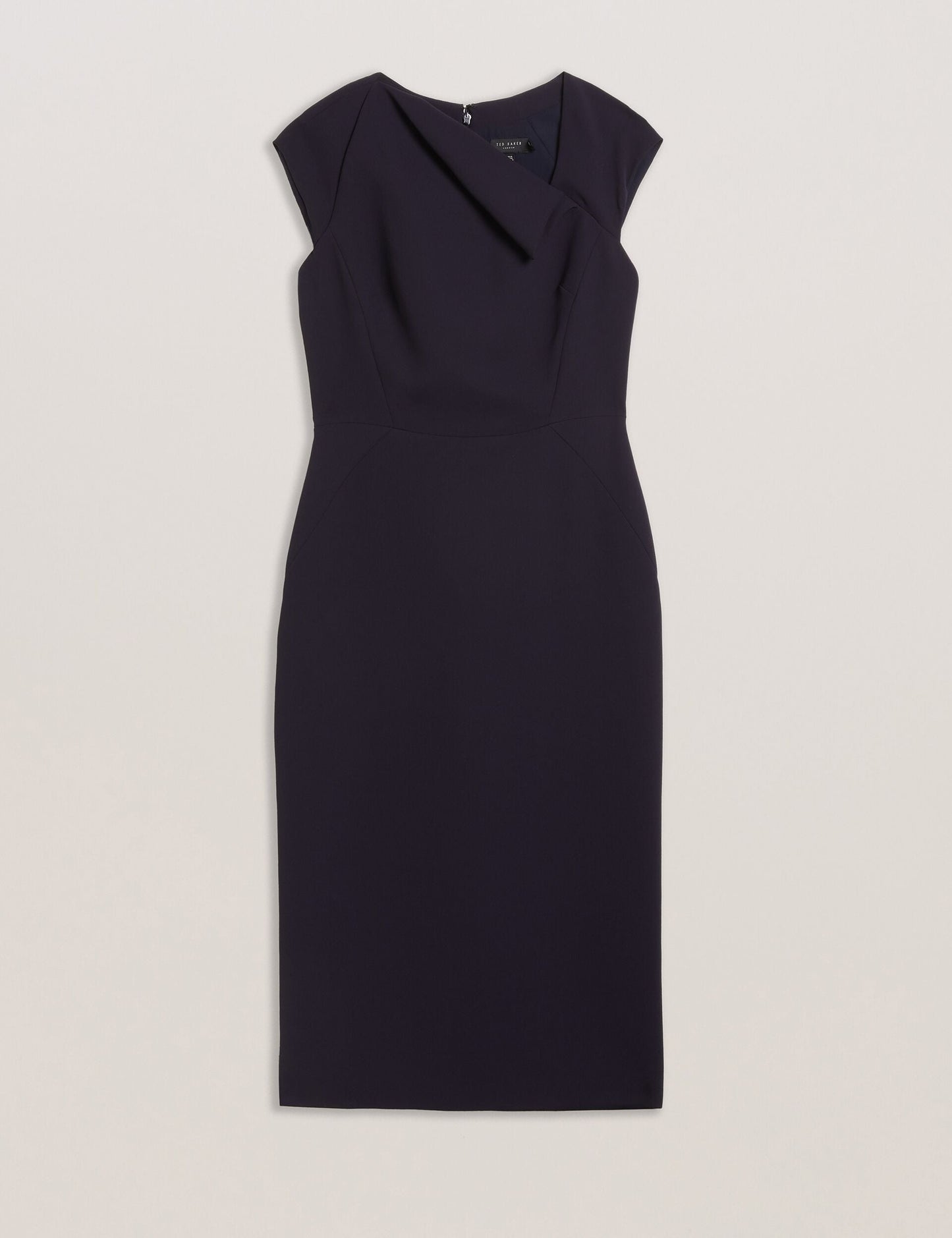 Ted Baker BAYREE - Folded Neckline Pencil Midi Dress NAVY
