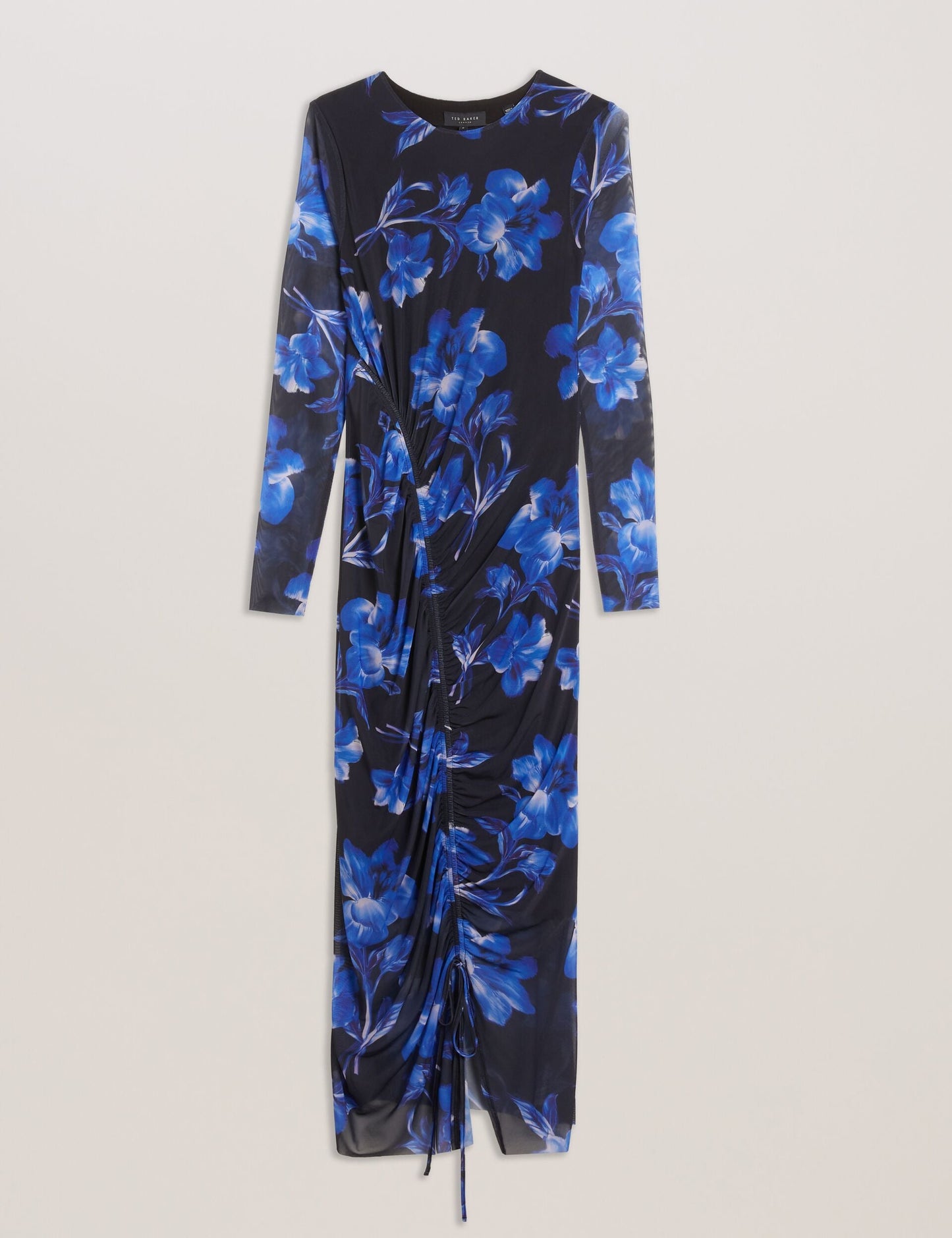 Ted Baker MARLIYY - Floral Print Bodycon Mesh Midi Dress BLUE