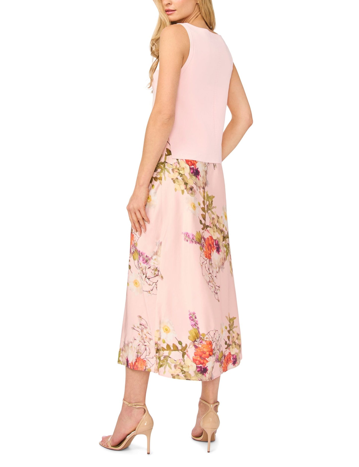 Ted Baker MIDORI 2-in-1 Knit Tank Floral Midi Dress LIGHT PINK