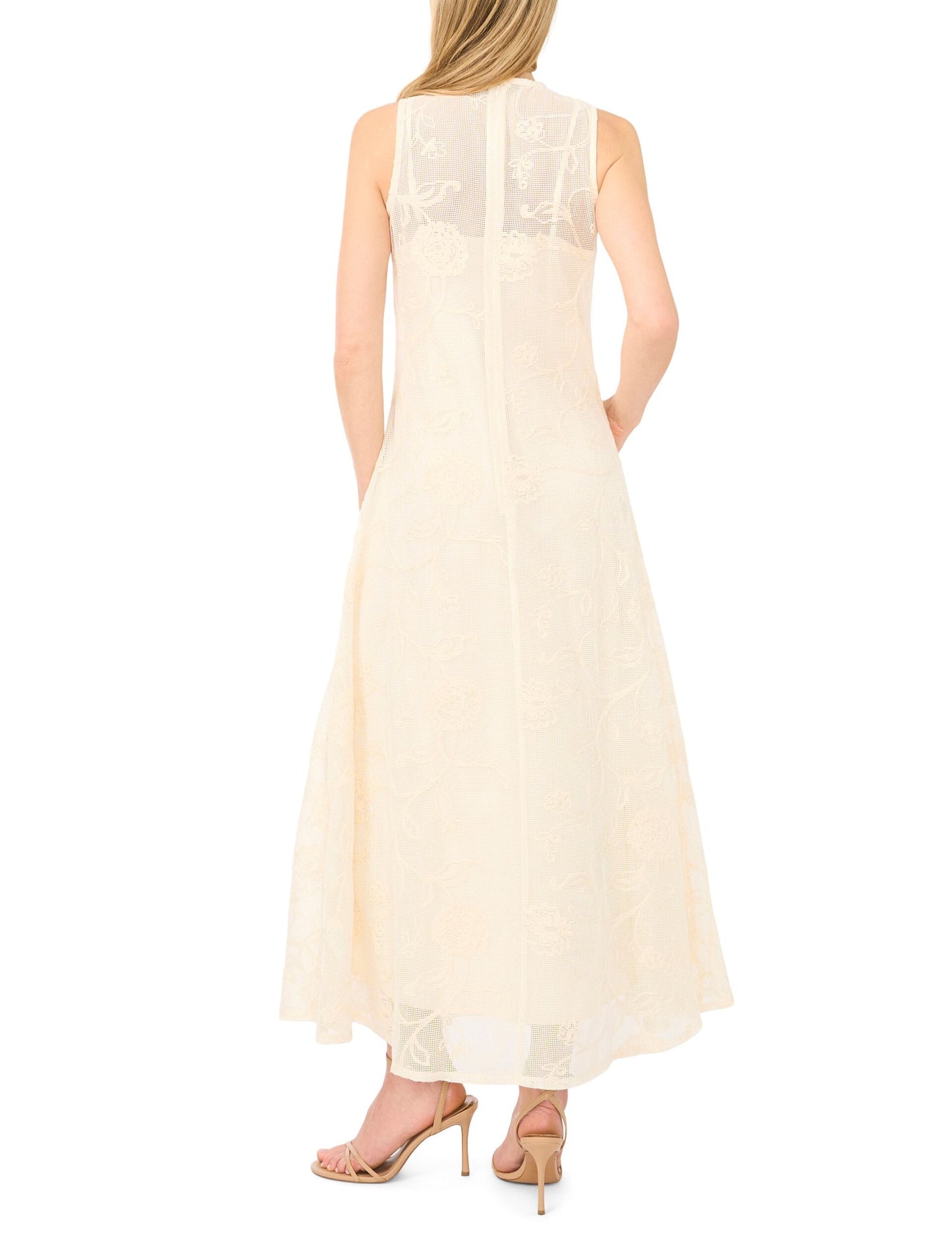 Ted Baker MIMI Floral Crochet Sleeveless Maxi Dress IVORY