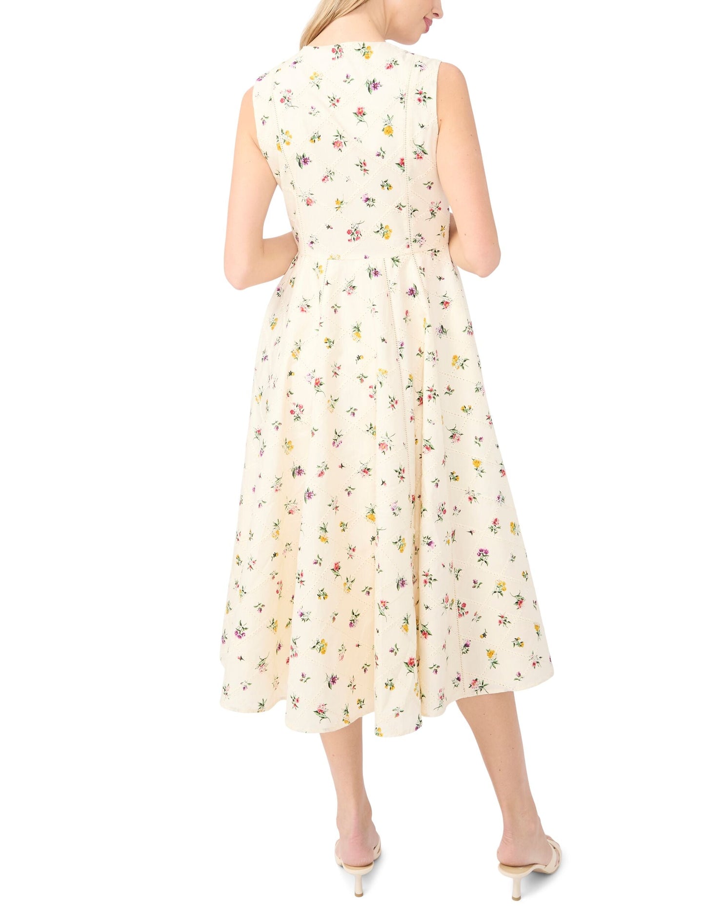 Ted Baker JOANNE Wildflower Sleeveless Smock Midi Dress CREAM