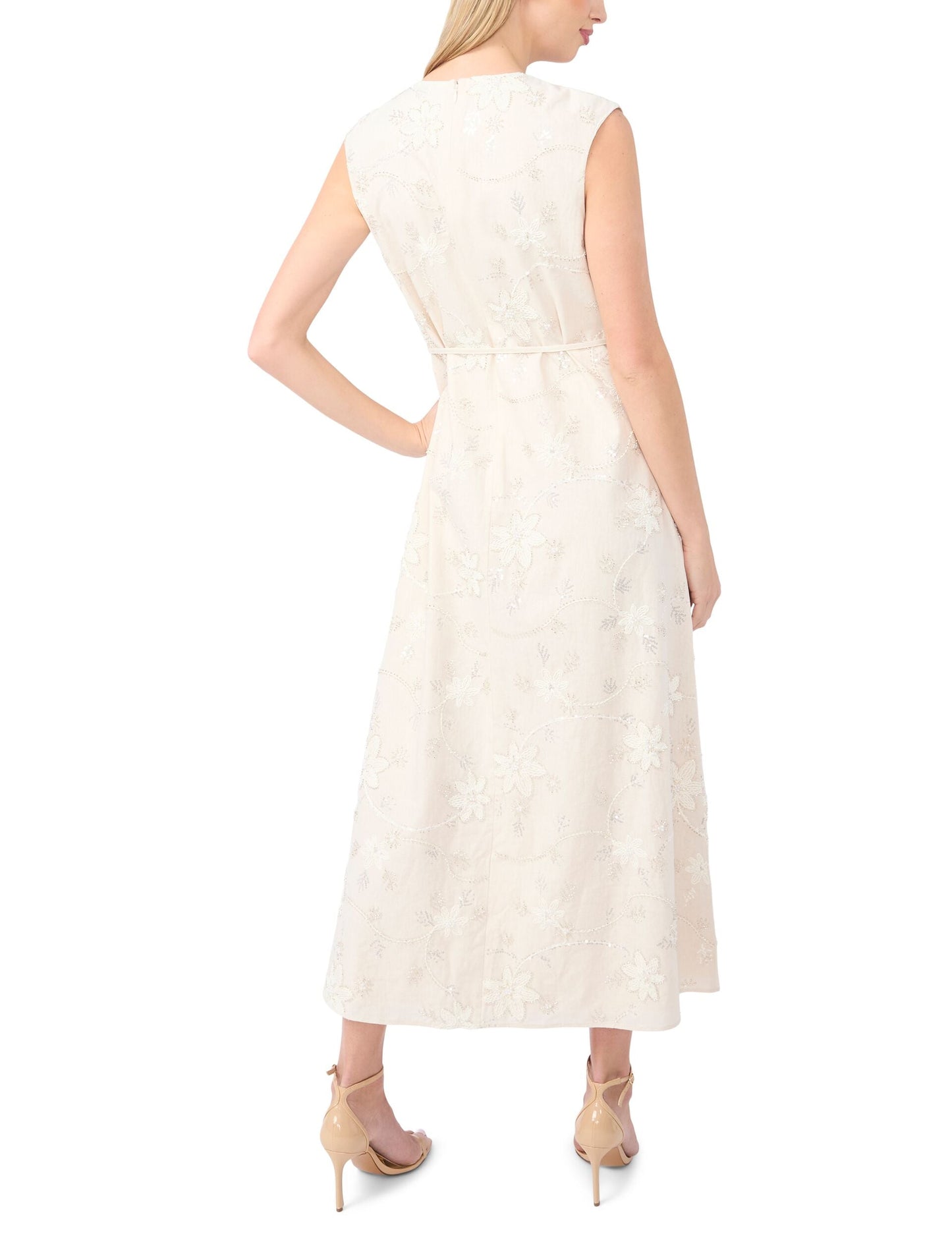 Ted Baker PARKER Beaded Gathered Neck Maxi Dress IVORY