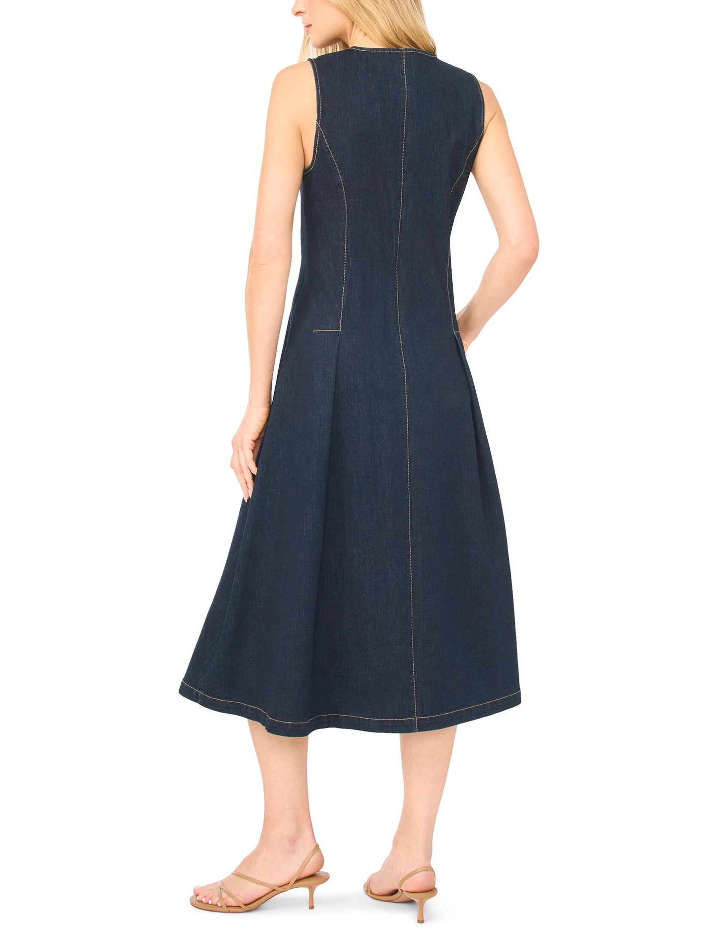 Ted Baker MIA Buttoned Sleeveless Denim Midi Dress NAVY