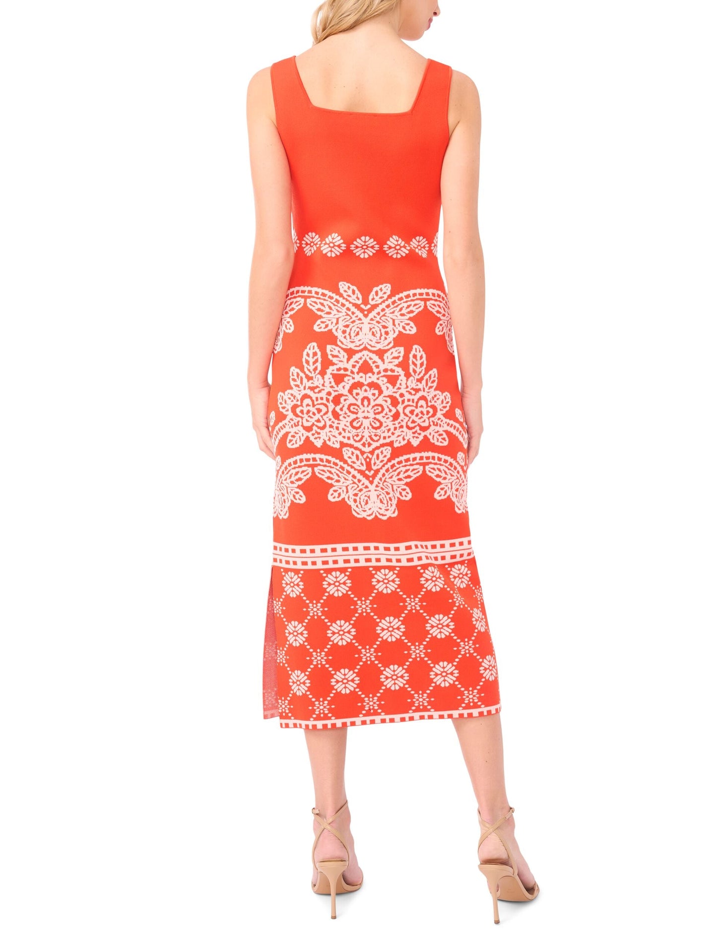 Ted Baker SASHA Jacquard Print Sleeveless Knit Midi Dress BURNT ORANGE