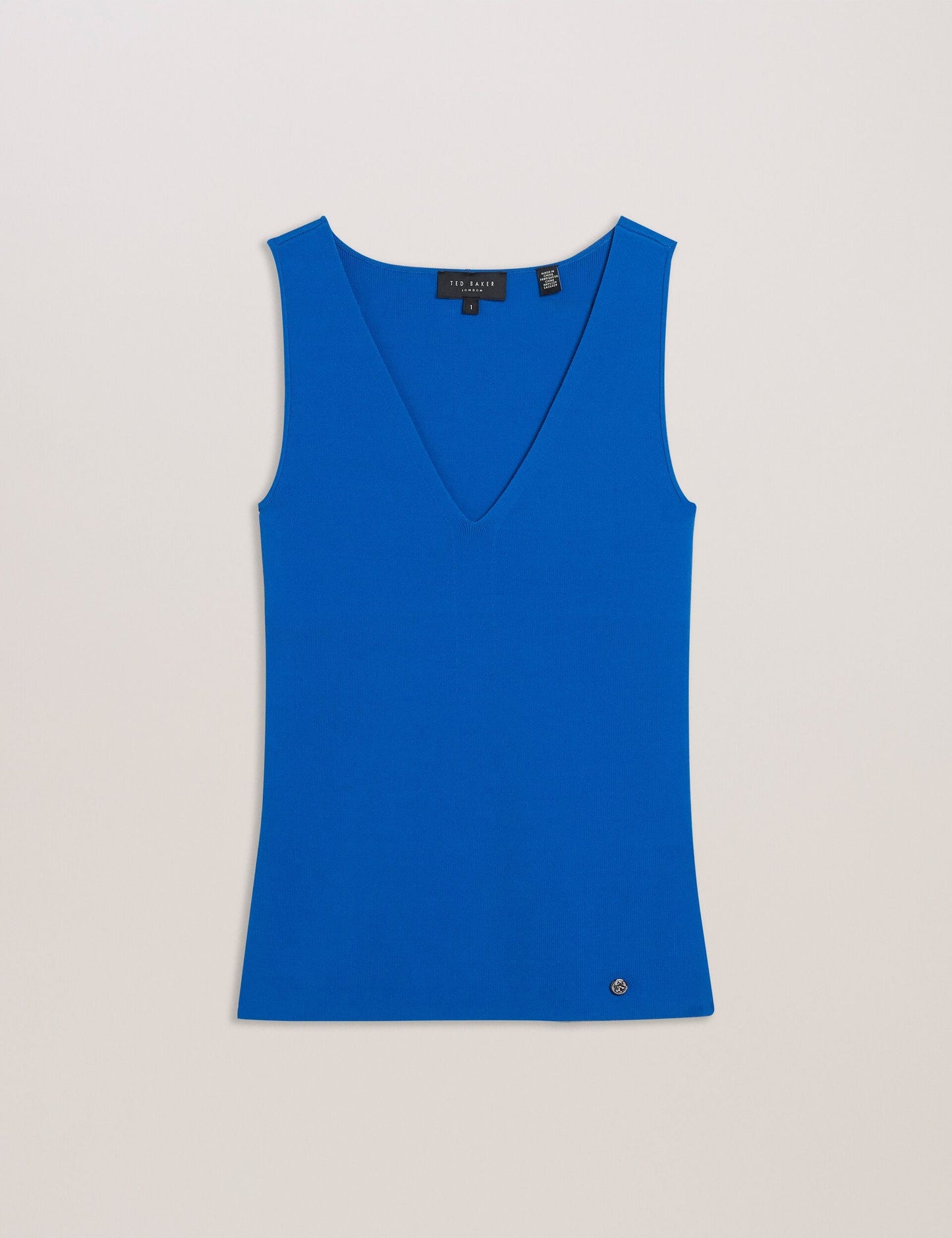 Ted Baker JOSIIY - V Neck Slim Fit Sleeveless Knit Top MID BLUE